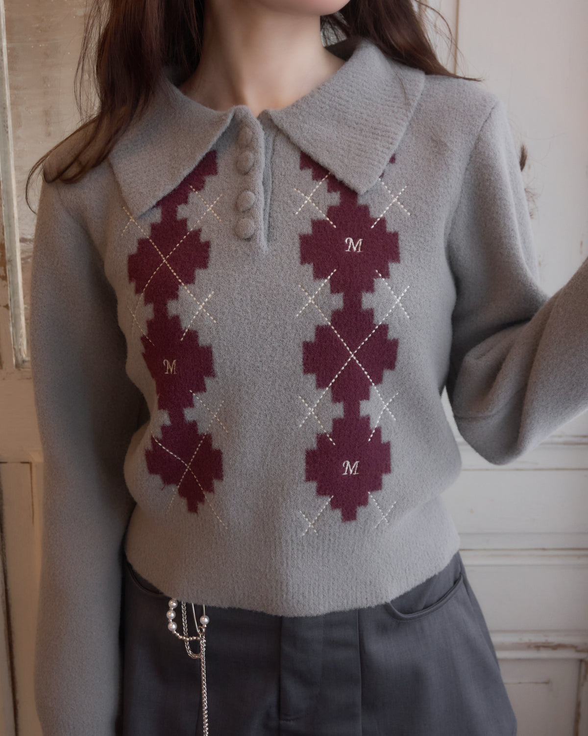 アーガイルパターンニット
