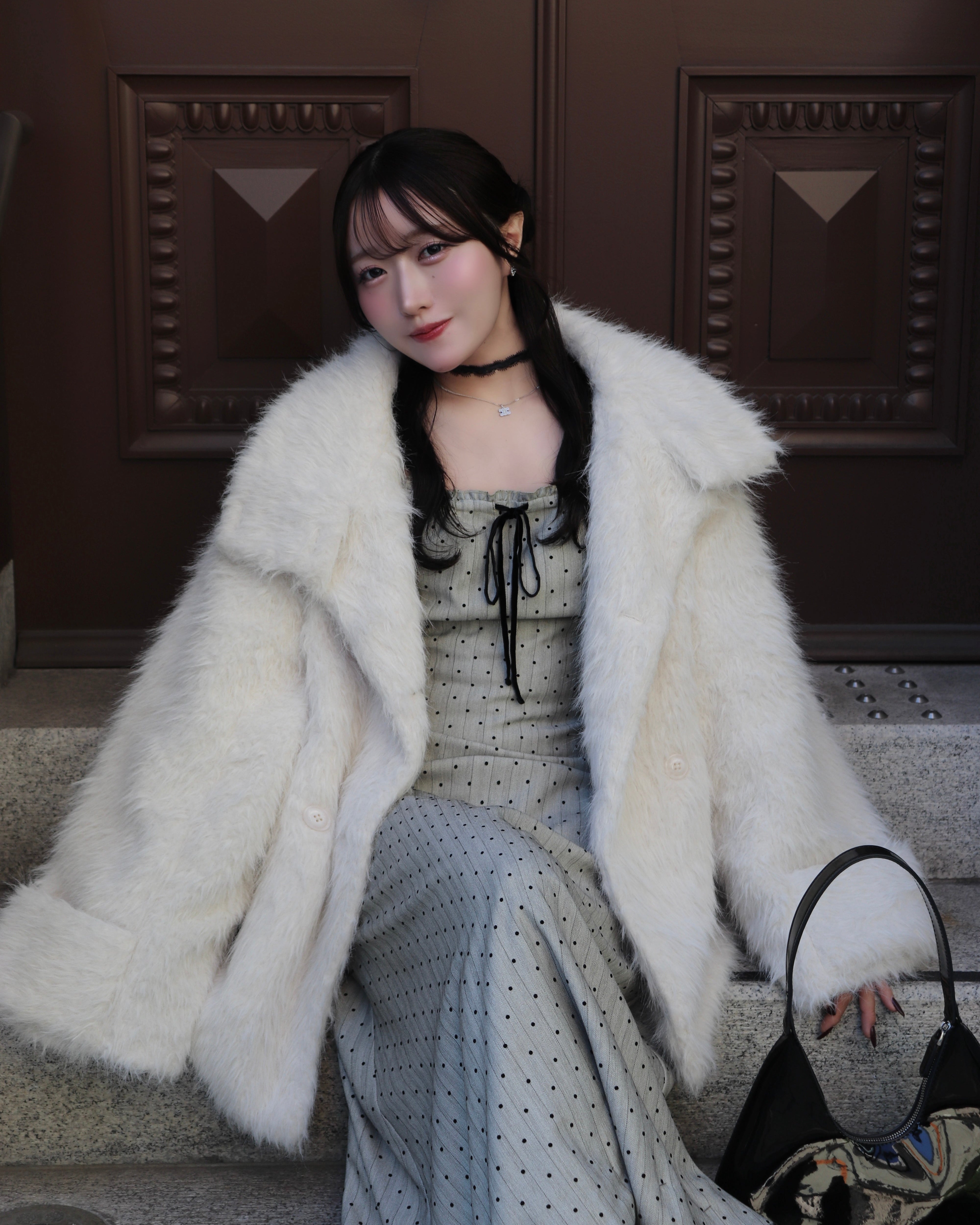 3wayスタンドカラーシャギーコート