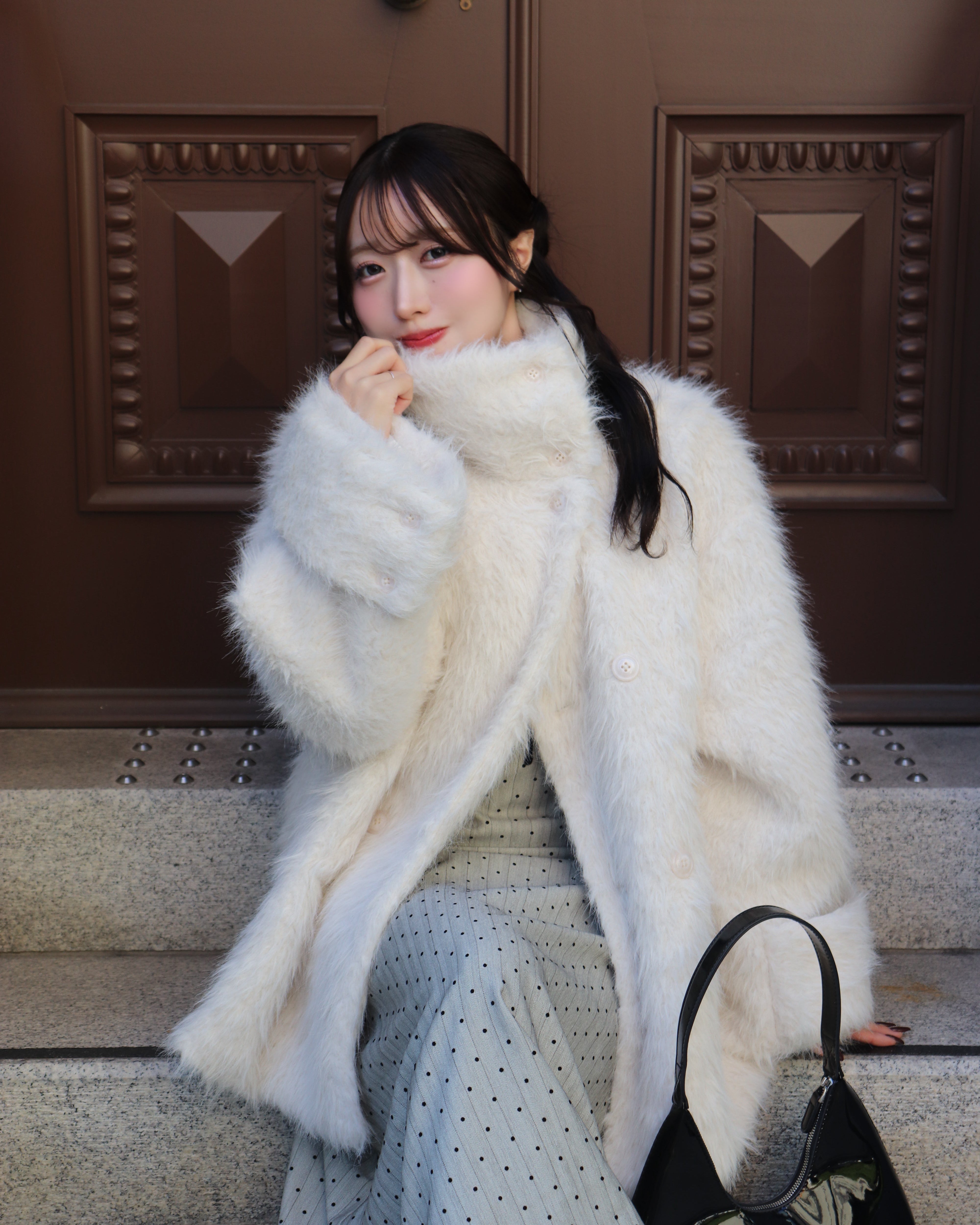 3wayスタンドカラーシャギーコート