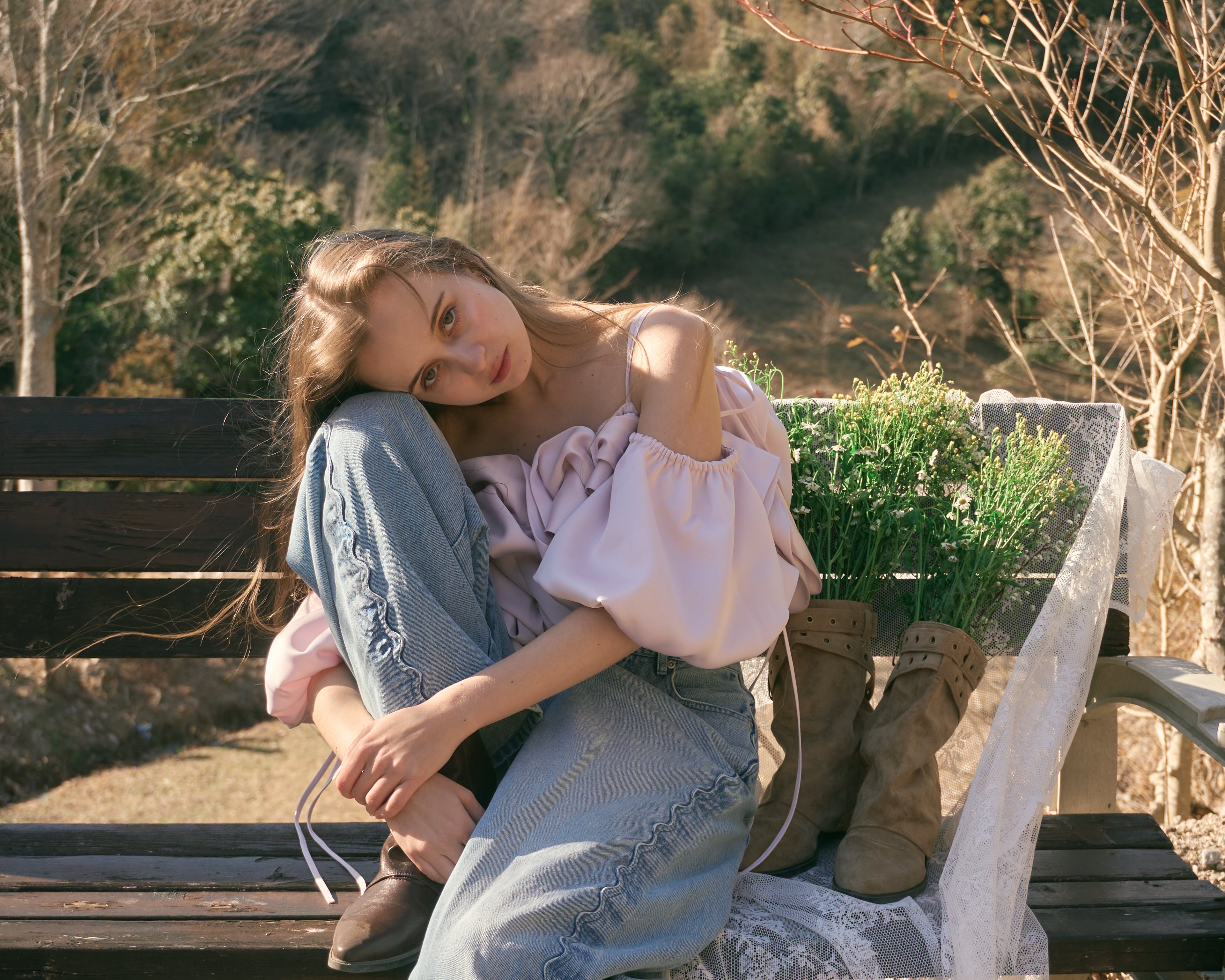 ウェーブラインカーブデニムパンツ