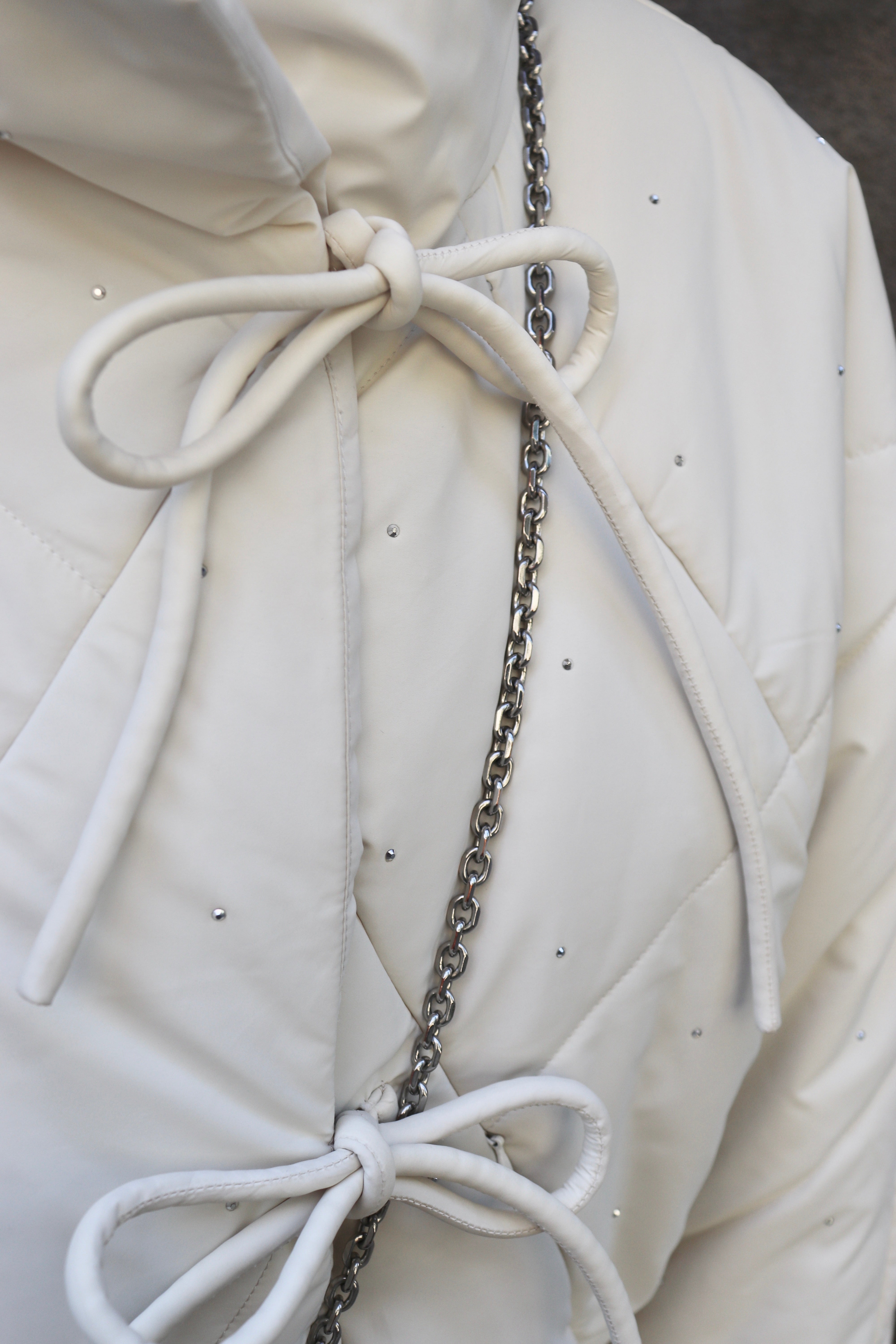 bijou ribbon quilted coat