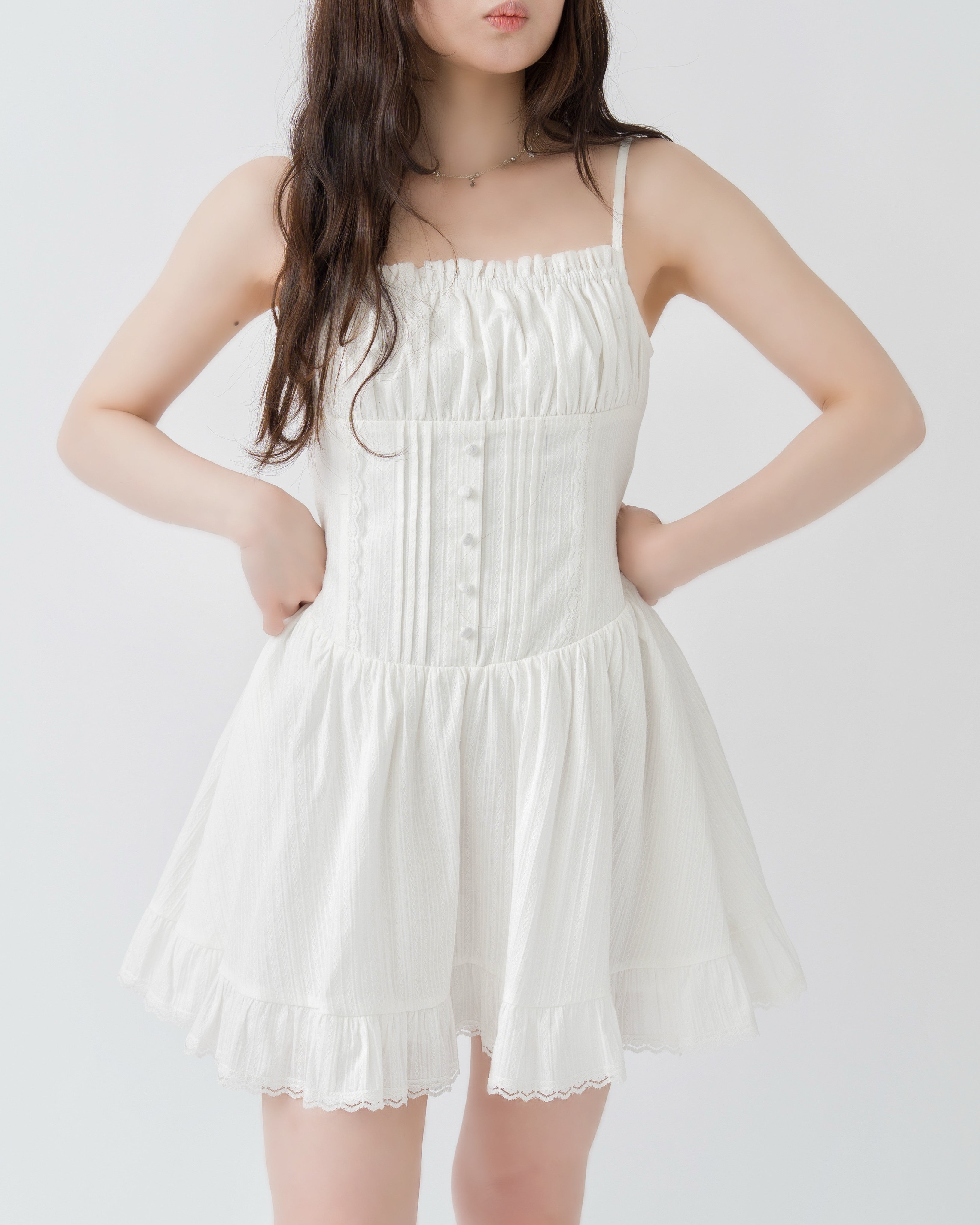 コットンレースチュチュシルエットワンピース