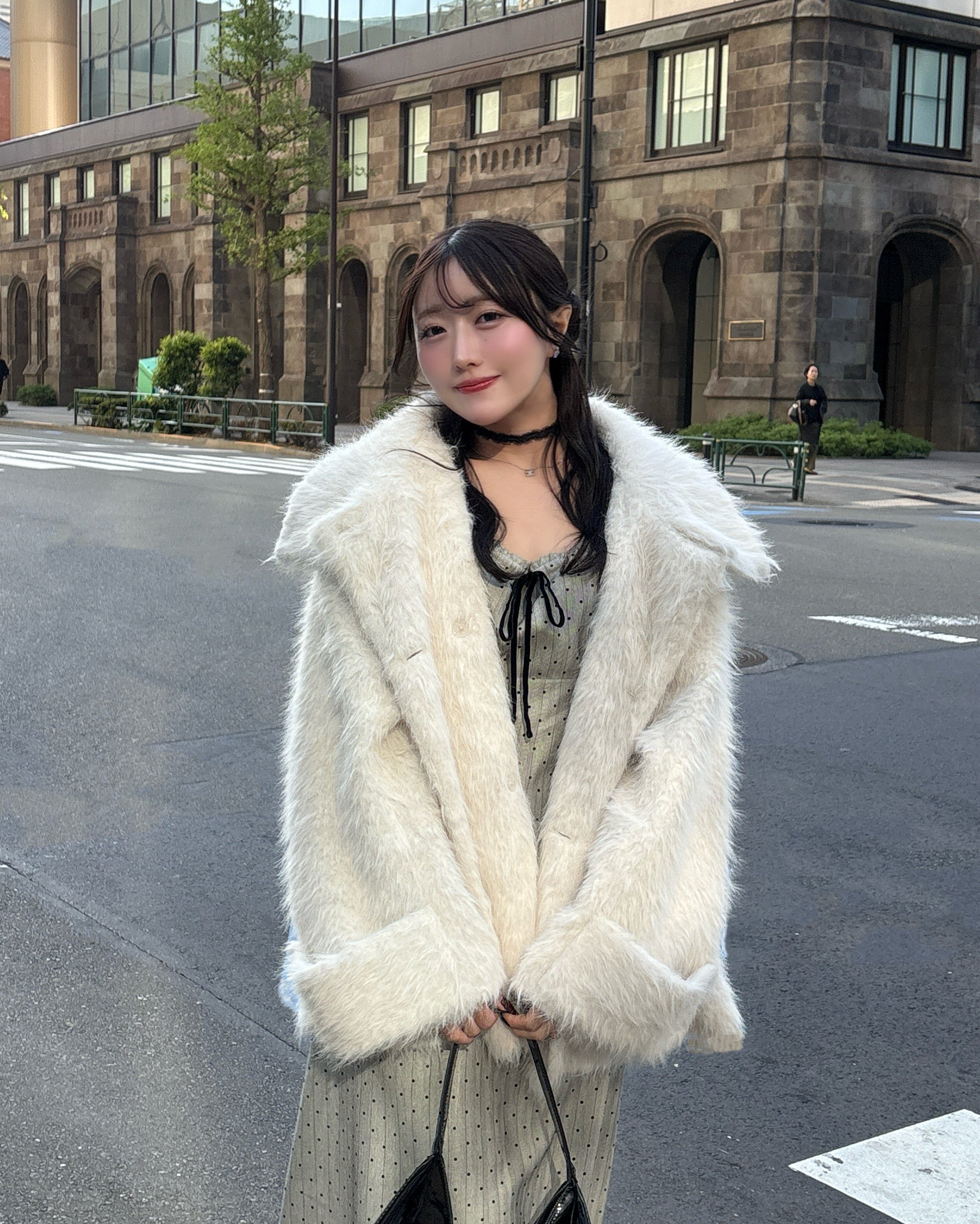 3wayスタンドカラーシャギーコート