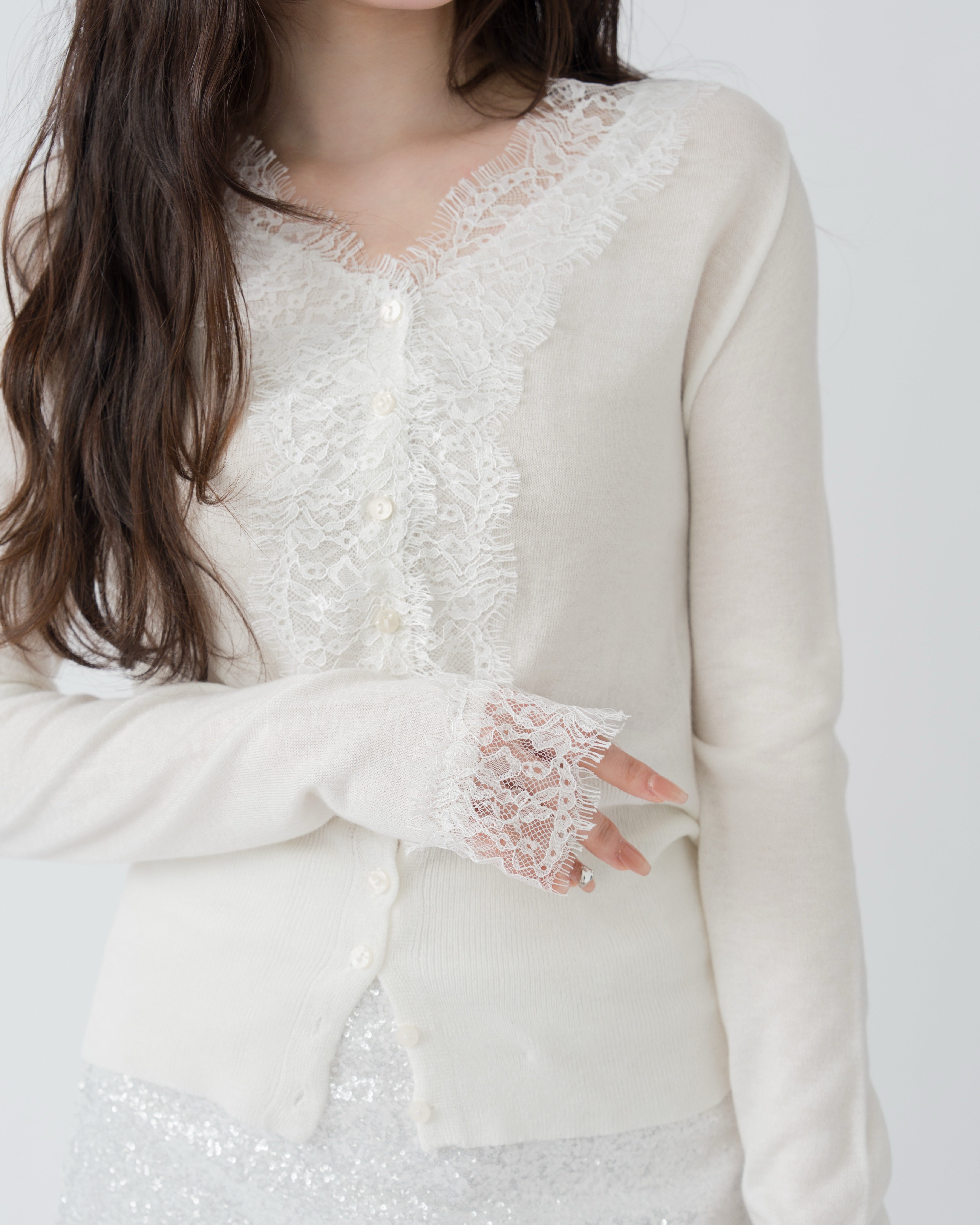 レースドッキングカーディガン