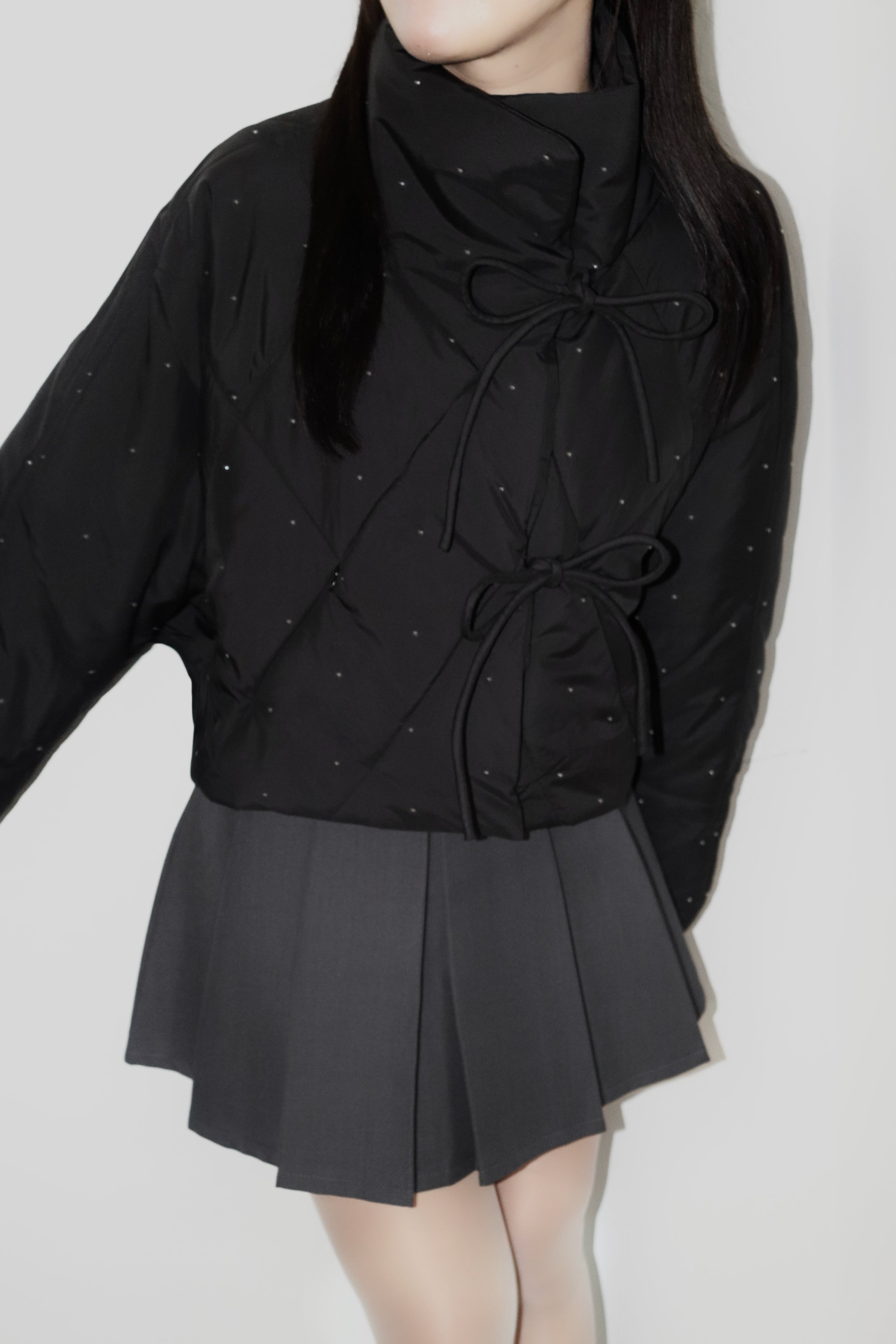 bijou ribbon quilted coat