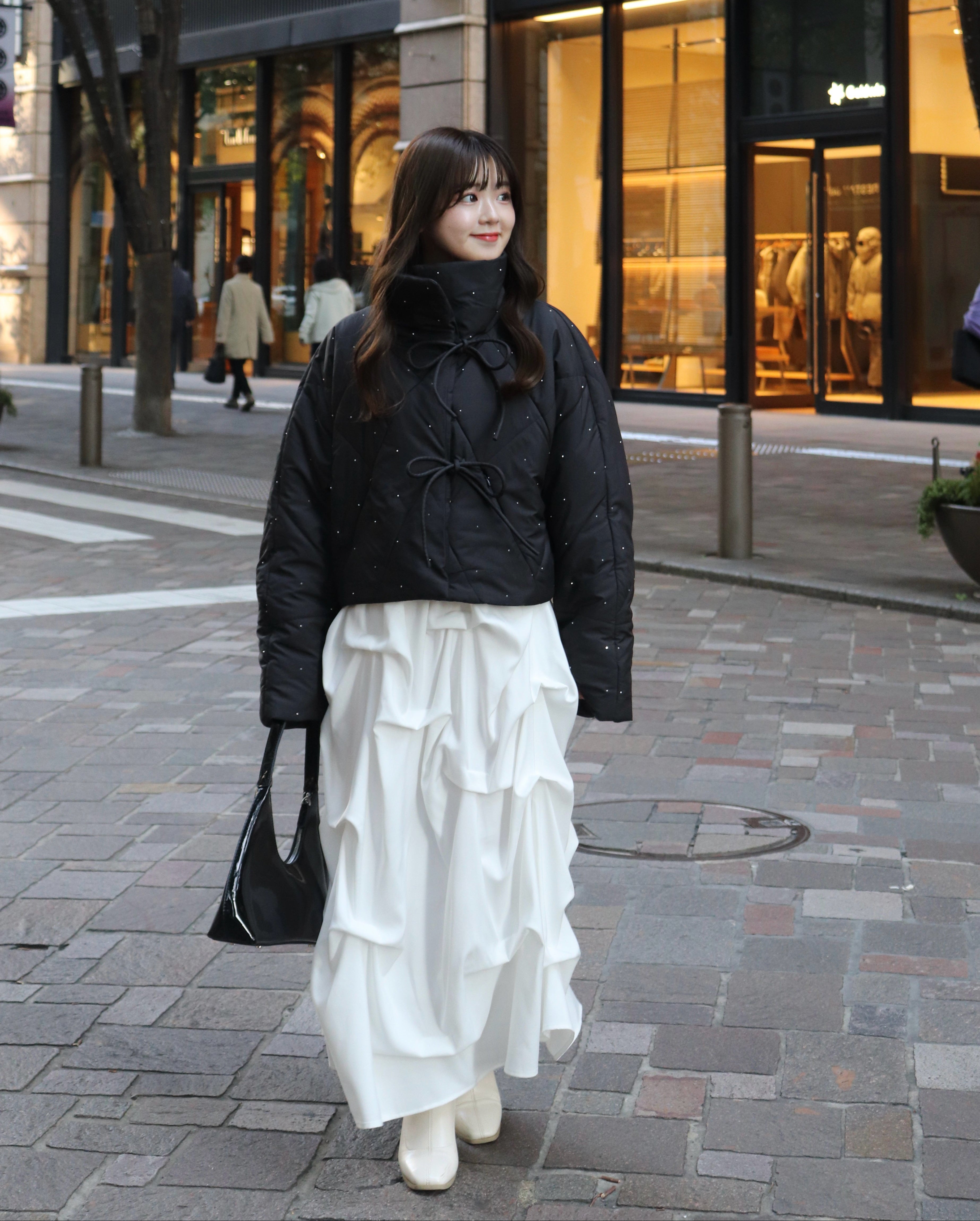 bijou ribbon quilted coat