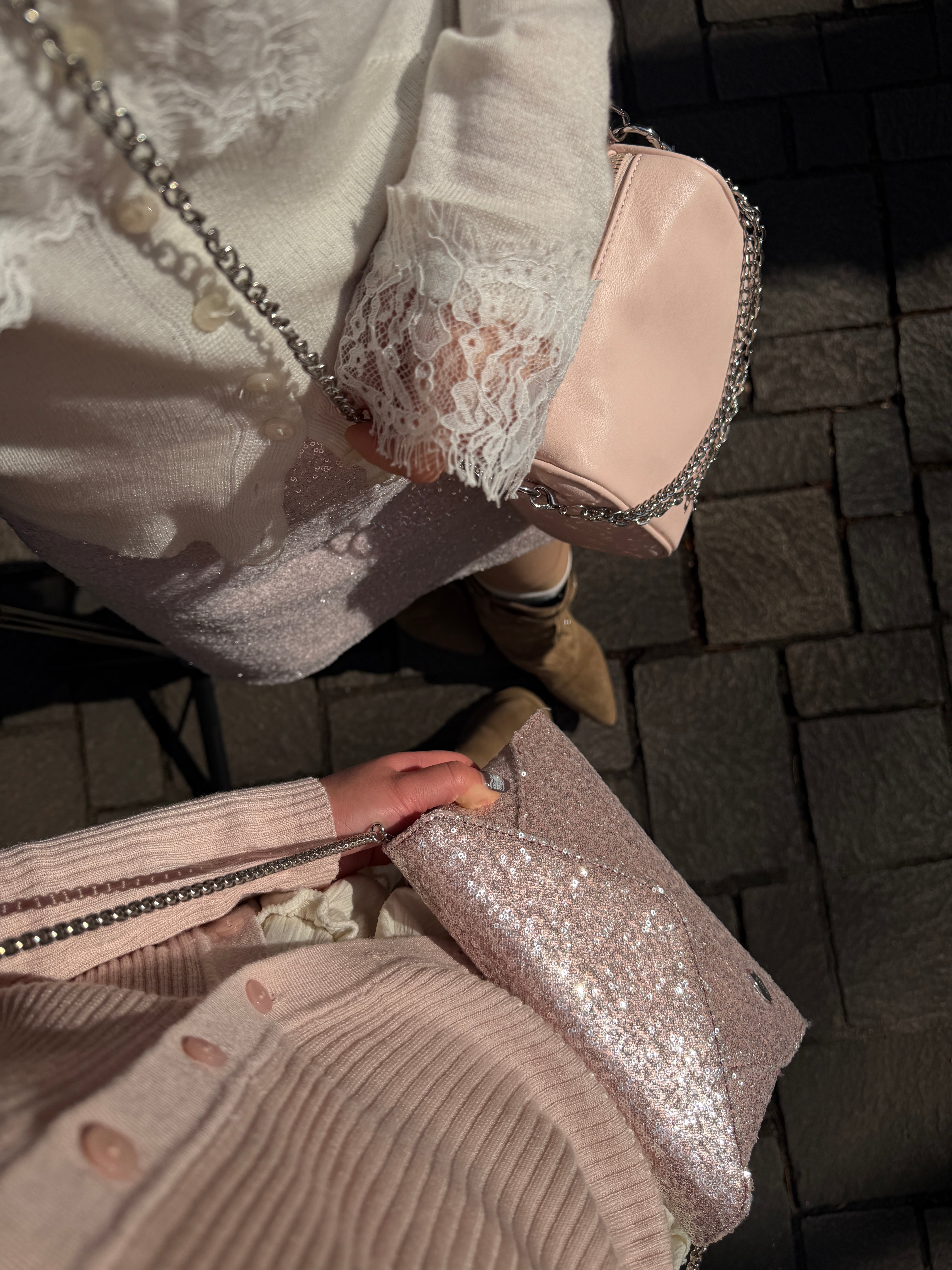 2wayスパンコールレターミニバッグ