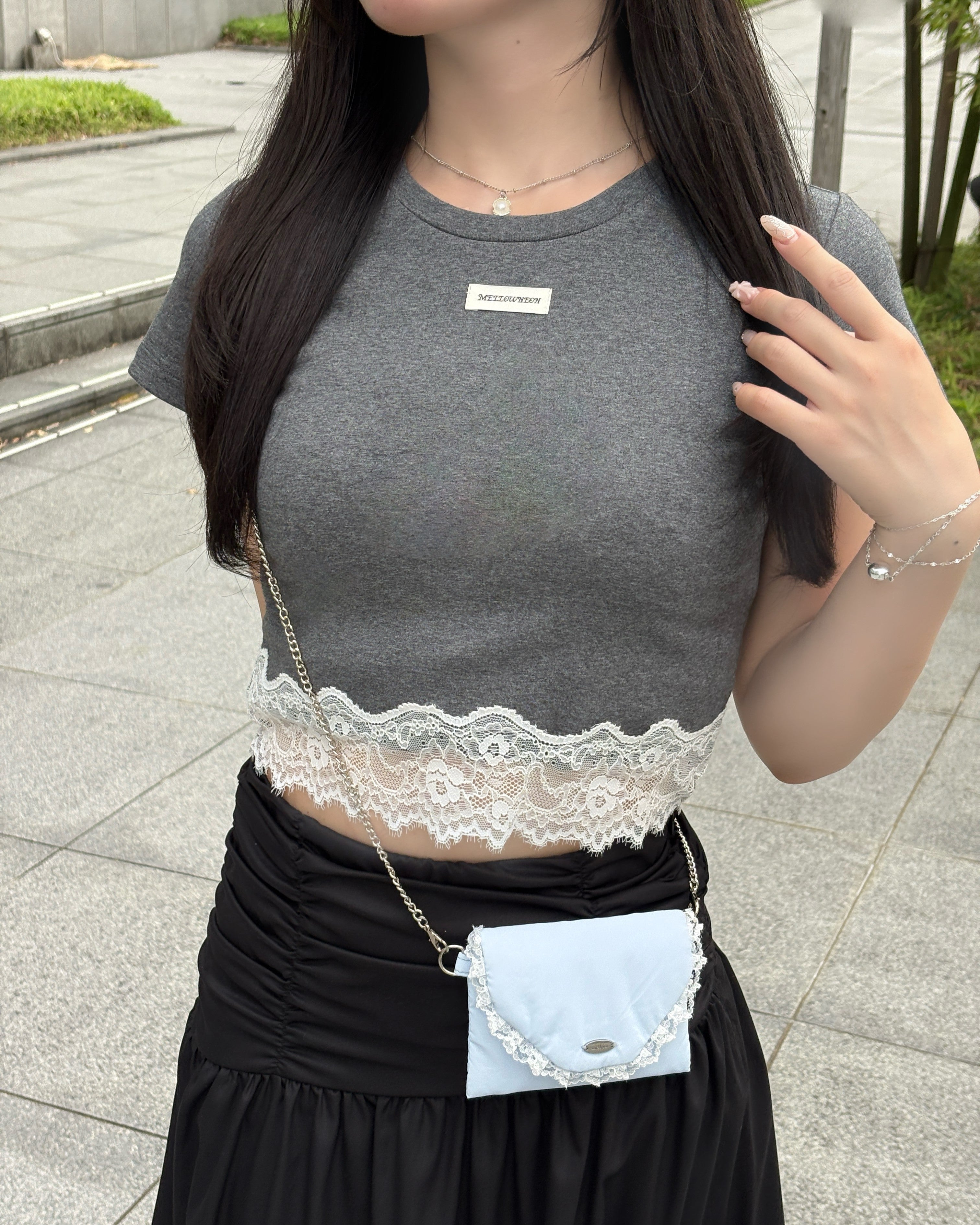 レースヘムＴシャツ