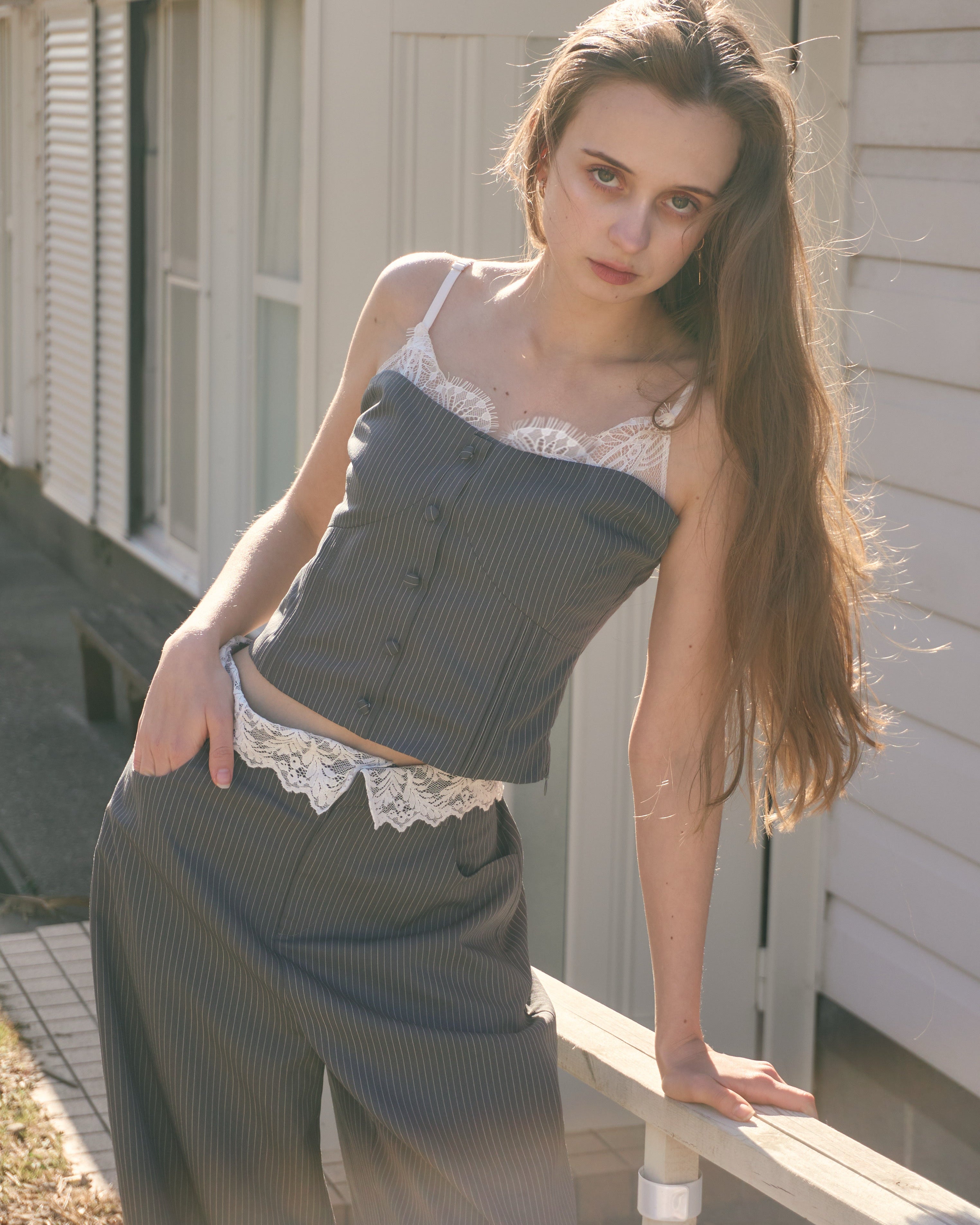 【予約】レースレイヤードキャミソールパンツセットアップ