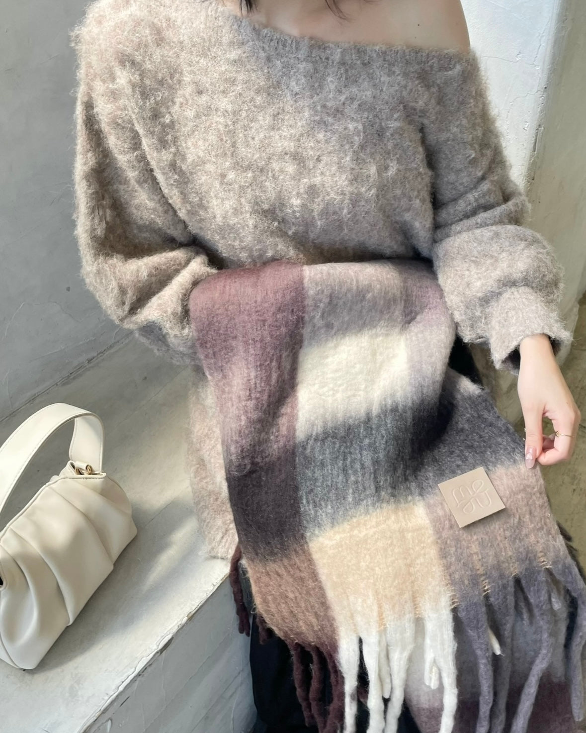 【予約】ボリュームブロックチェックマフラー