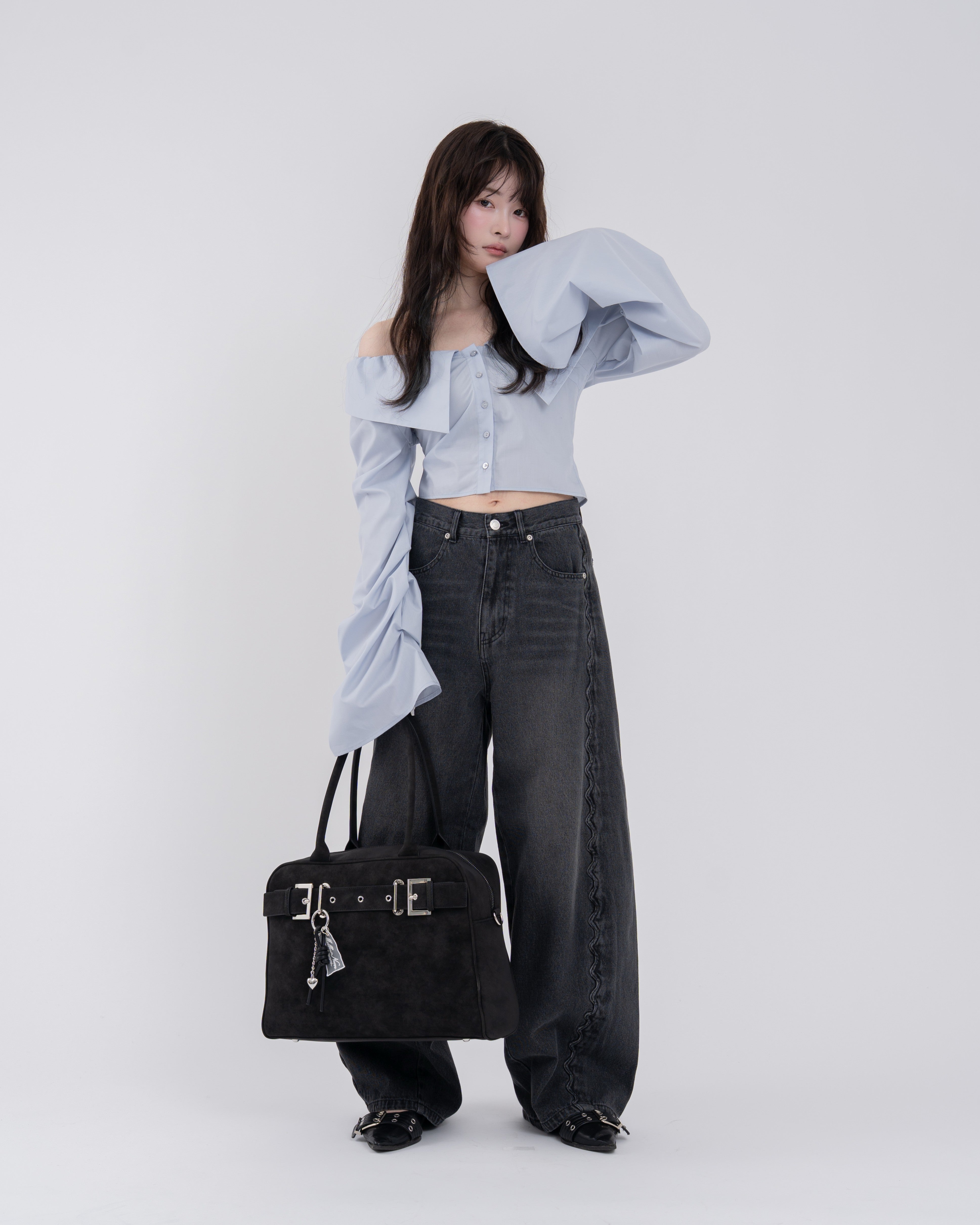 2wayオフショルギャザースリーブブラウス