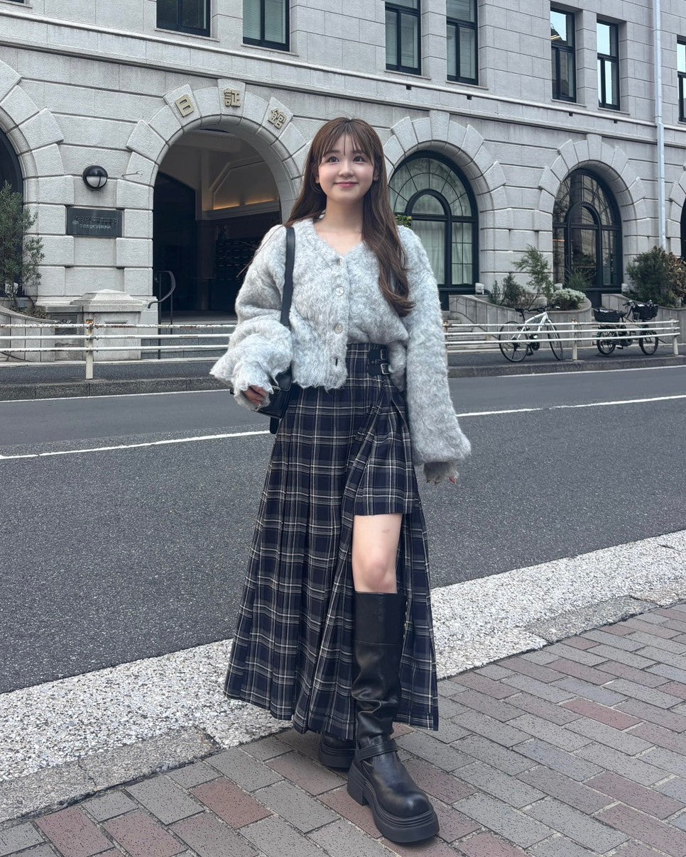 チェックパンツプリーツスカート