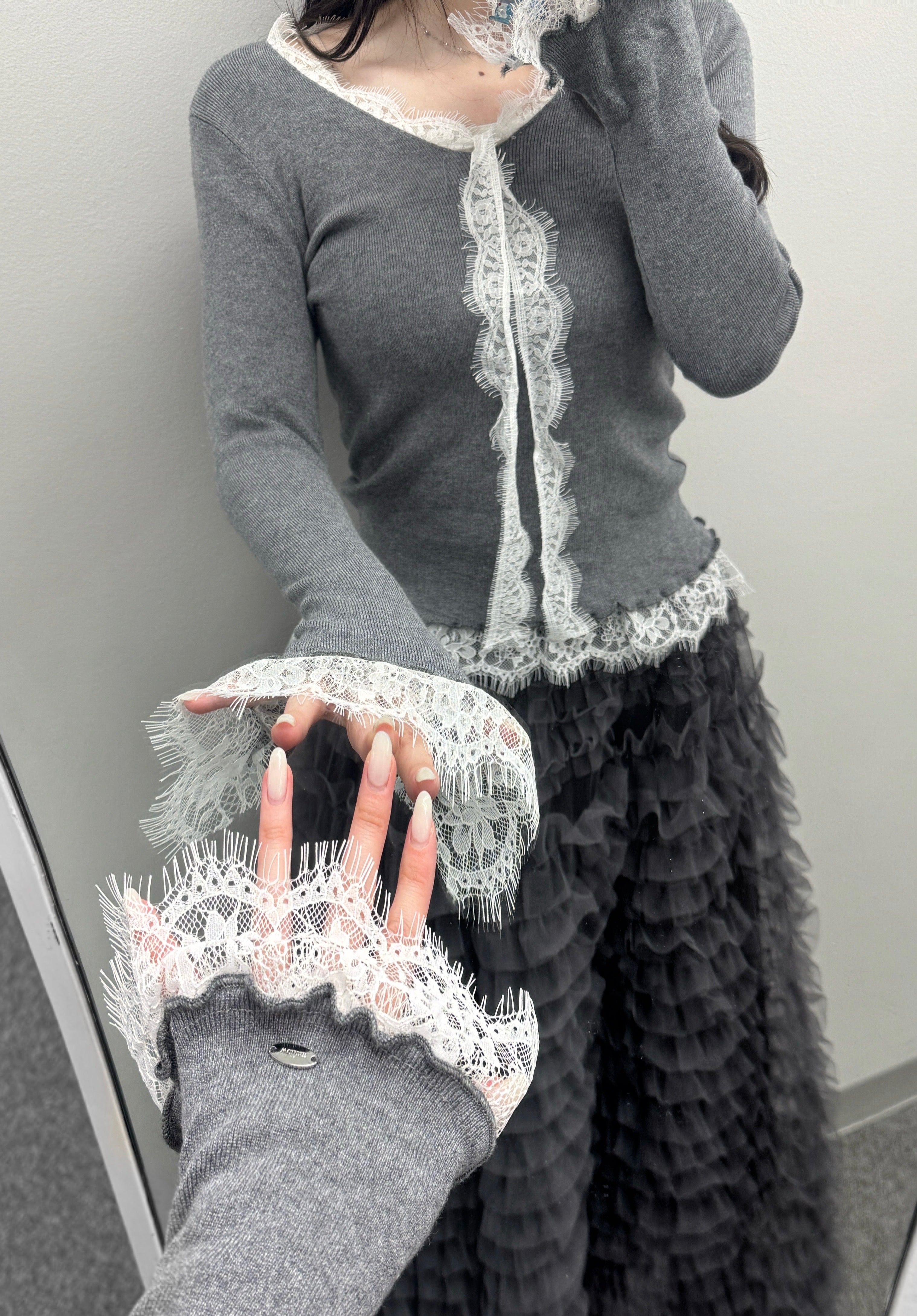 レースタイドッキングニット