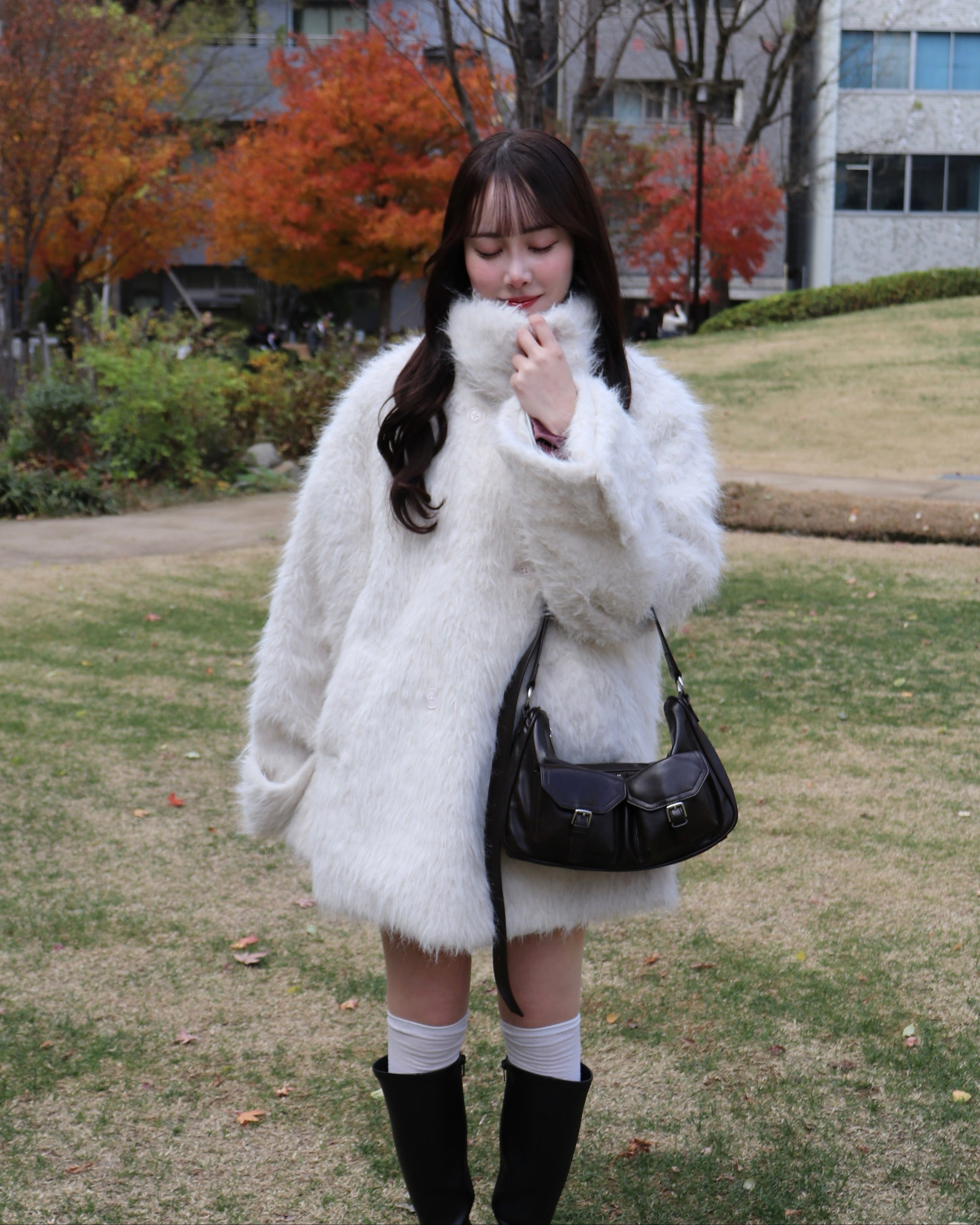 3wayスタンドカラーシャギーコート