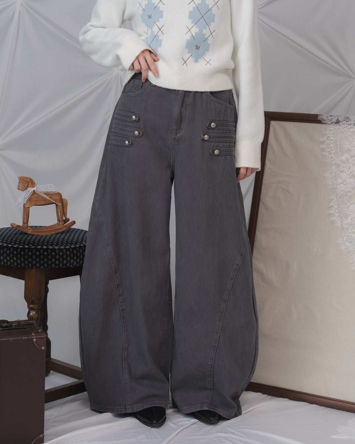 ナポレオンバレルレッグデニムパンツ