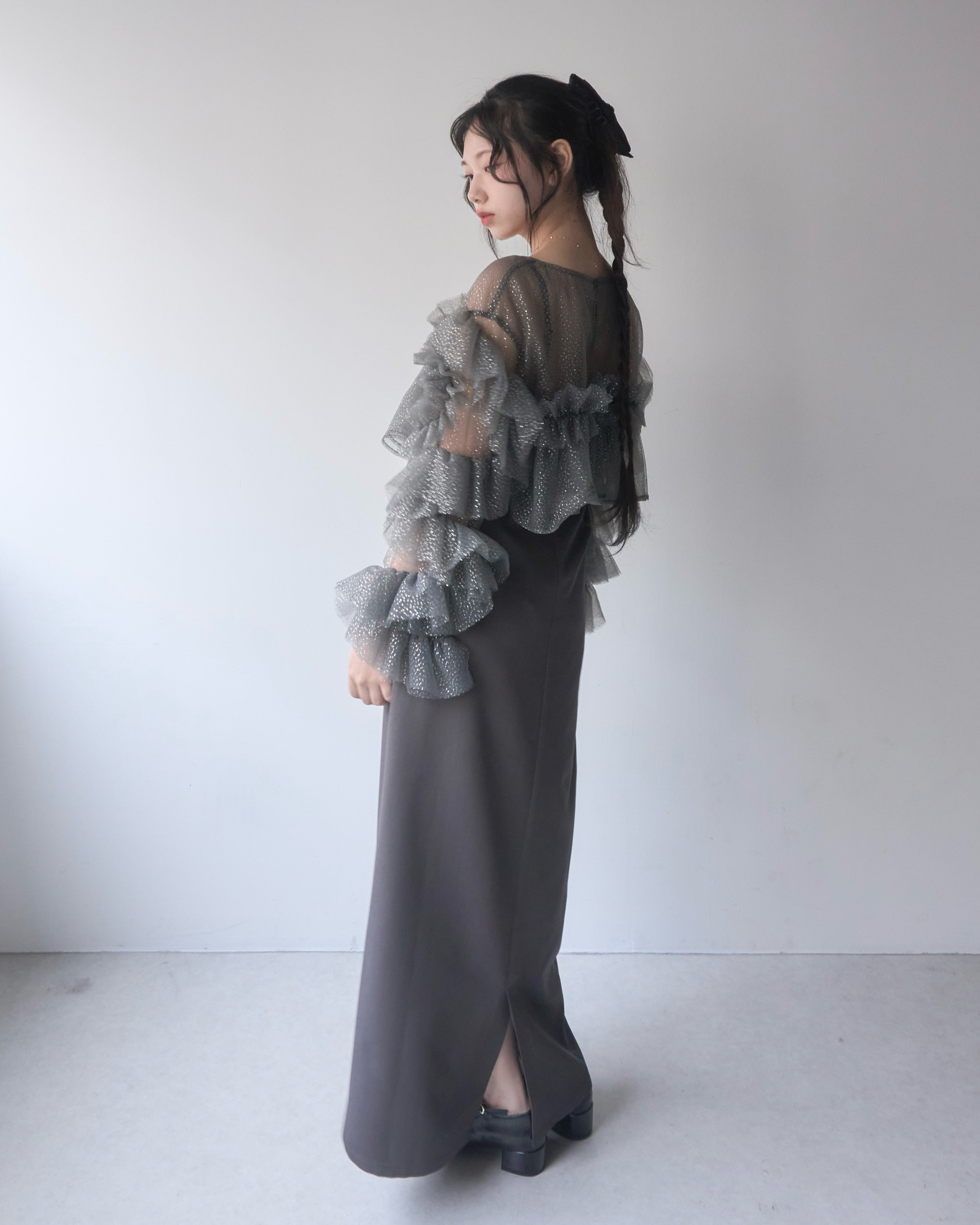 フリルラメチュールオケージョンワンピース