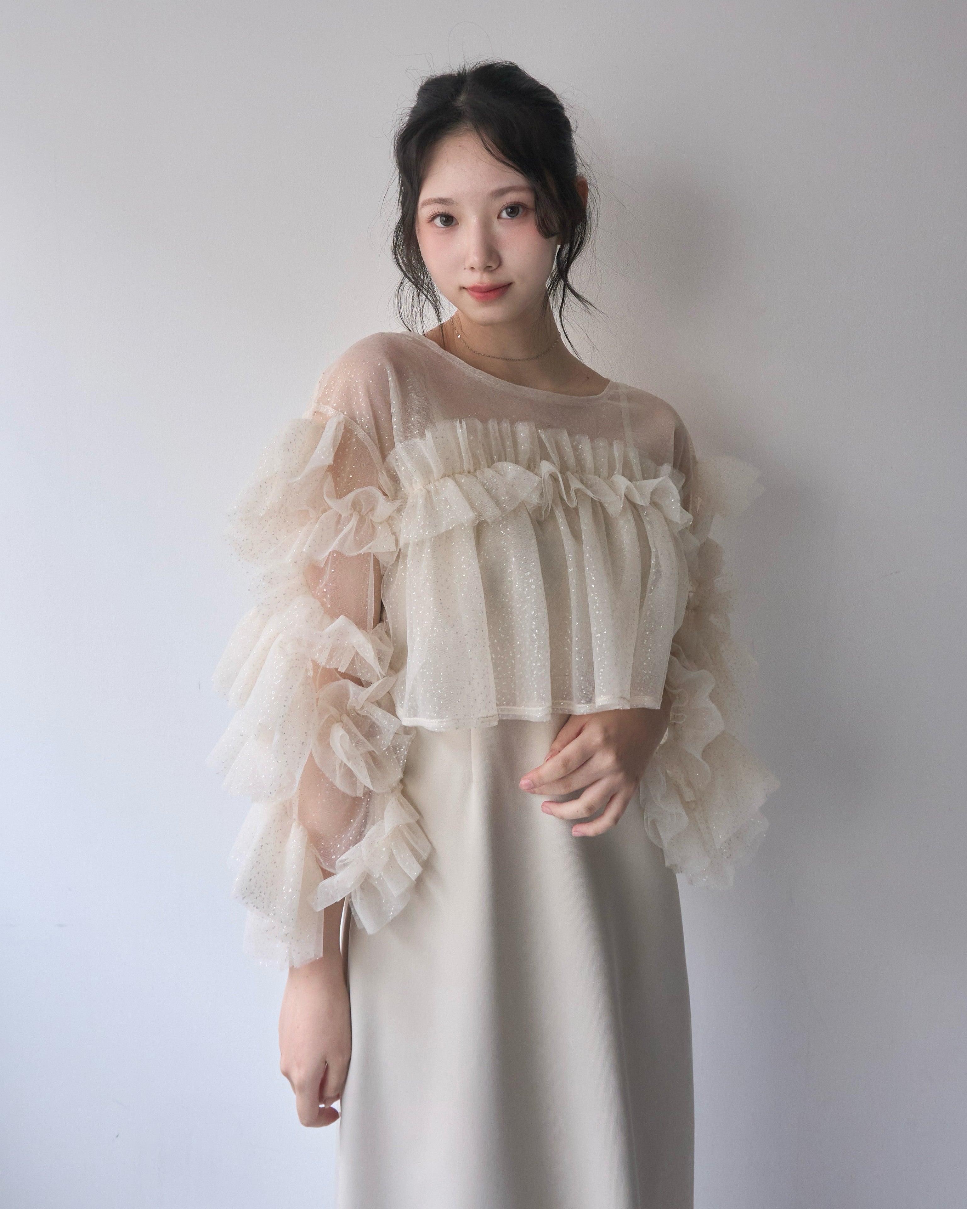 フリルラメチュールオケージョンワンピース