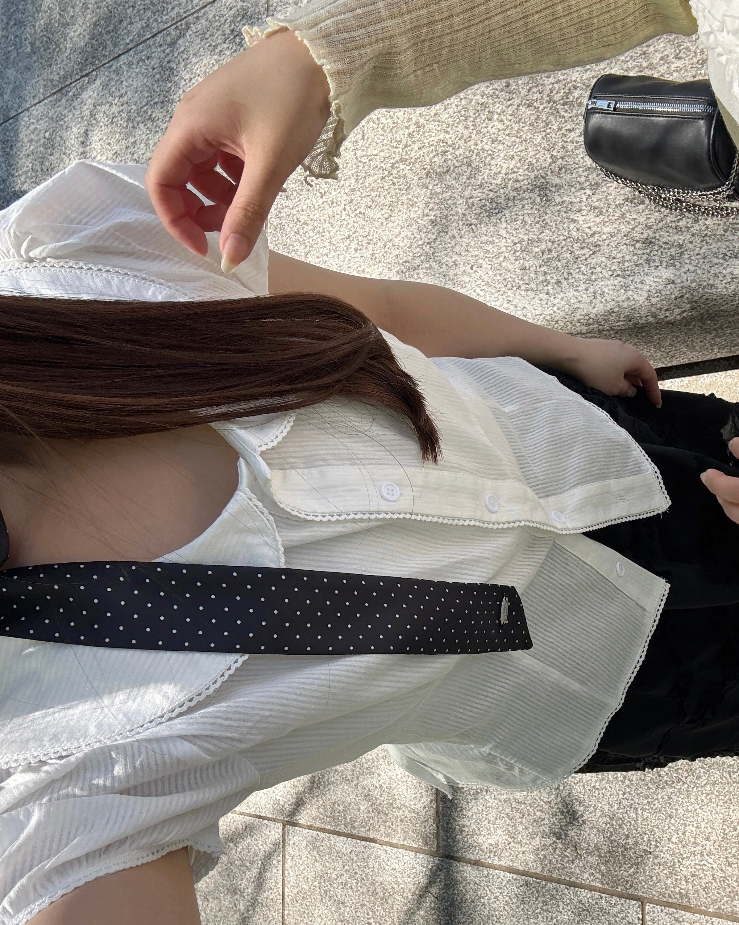 バックリボンキャップスリーブブラウス