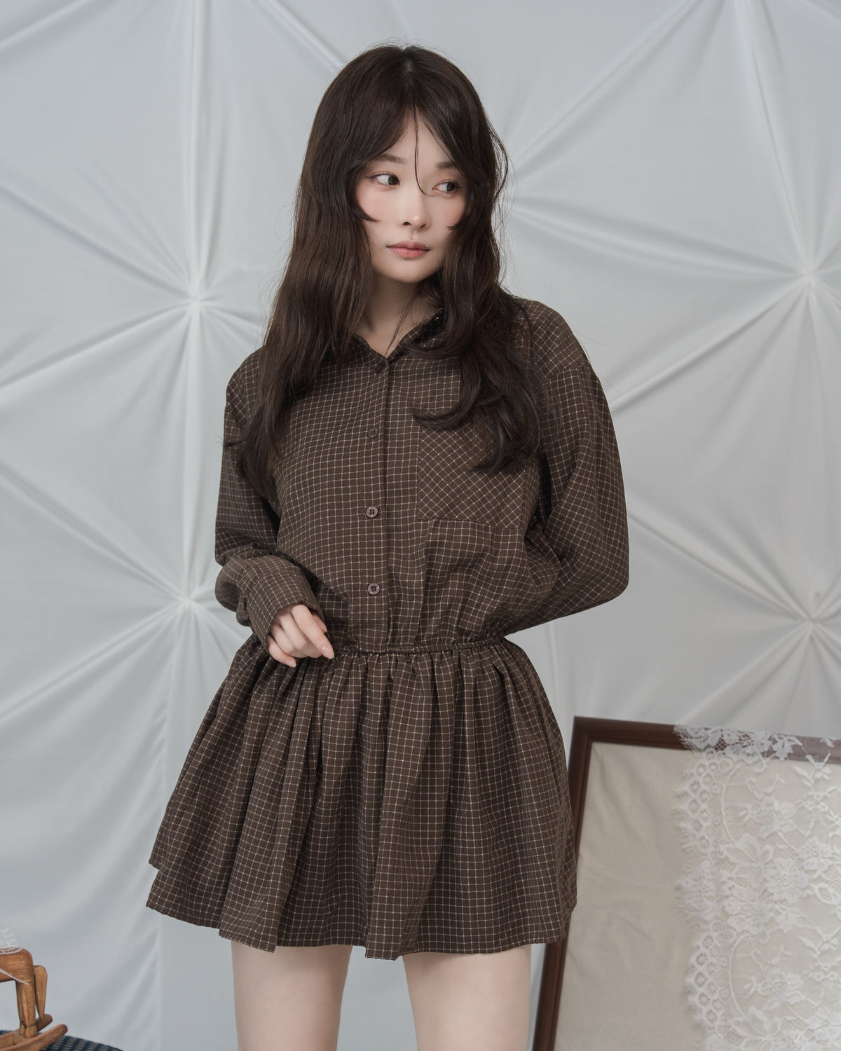 チェックシャツワンピースセット