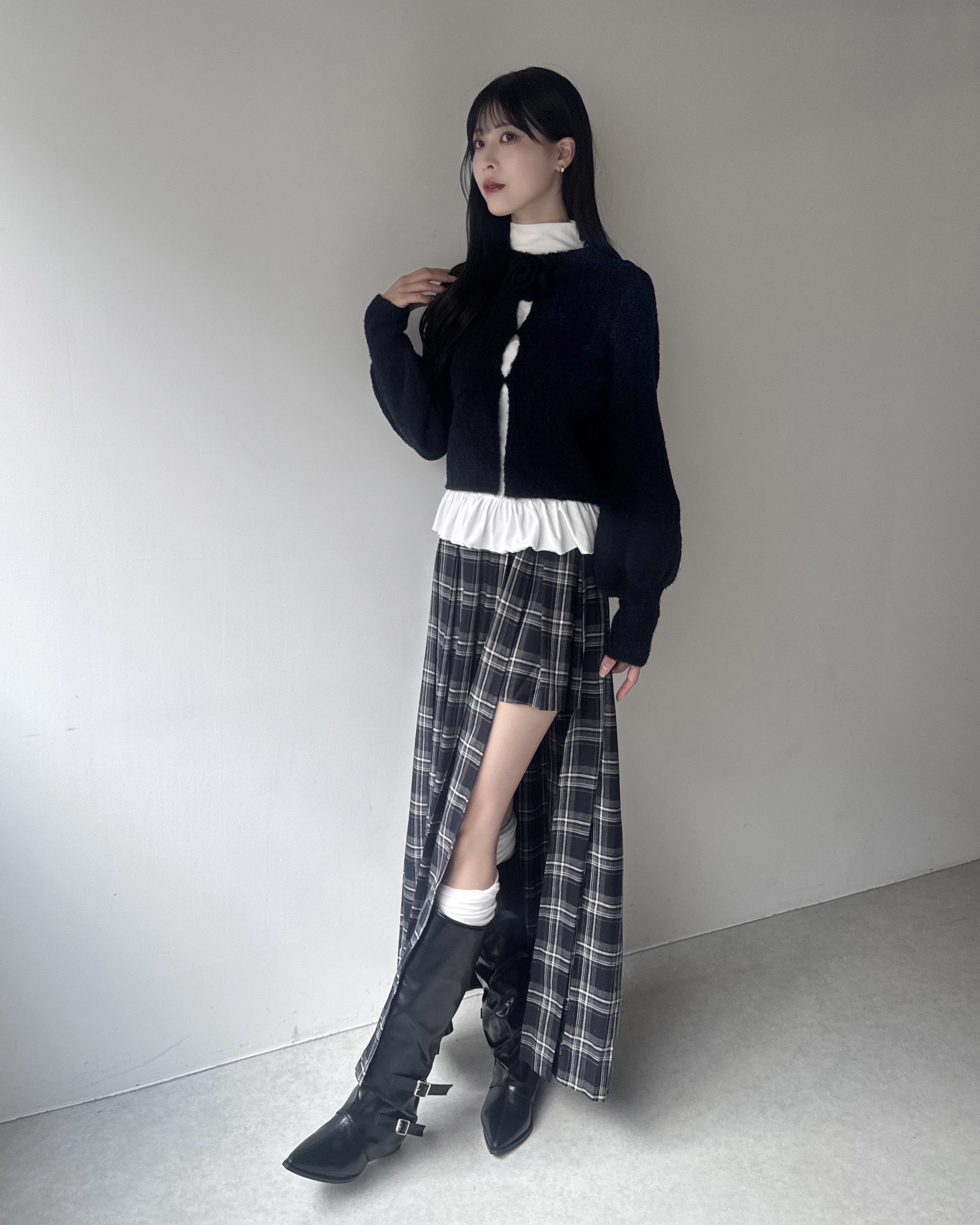 チェックパンツプリーツスカート