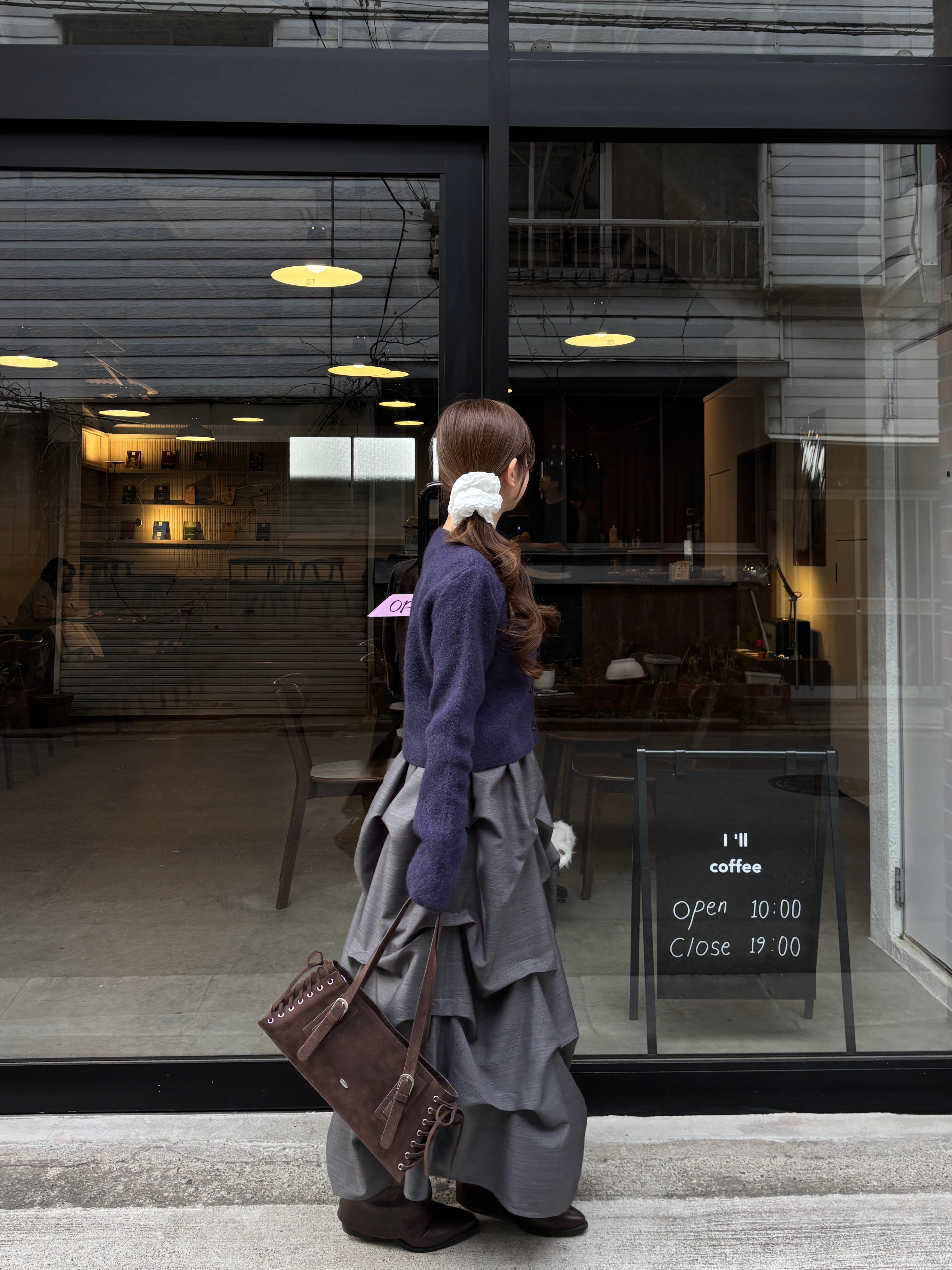 【予約】レースアップスウェードライクスクエアバッグ