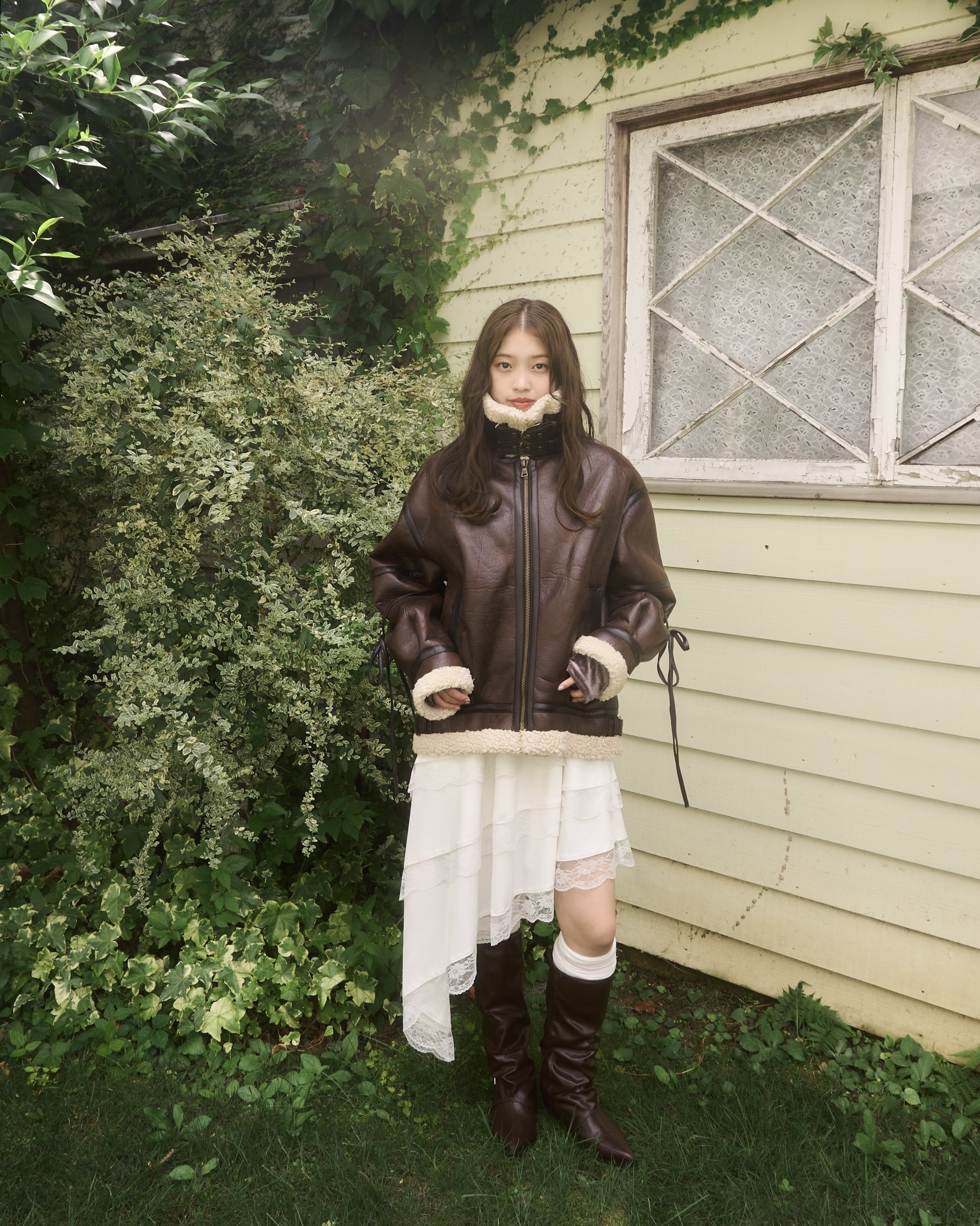 マルチウェイヴィンテージレザーライクベルトボアコート｜MELLOWNEON