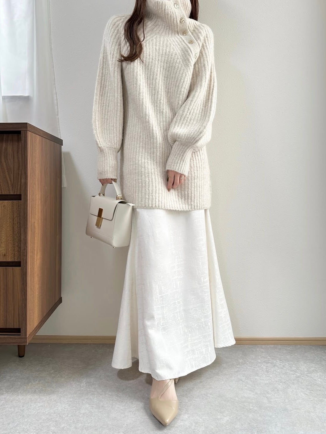 按钮详细信息闪光编织迷你连衣裙