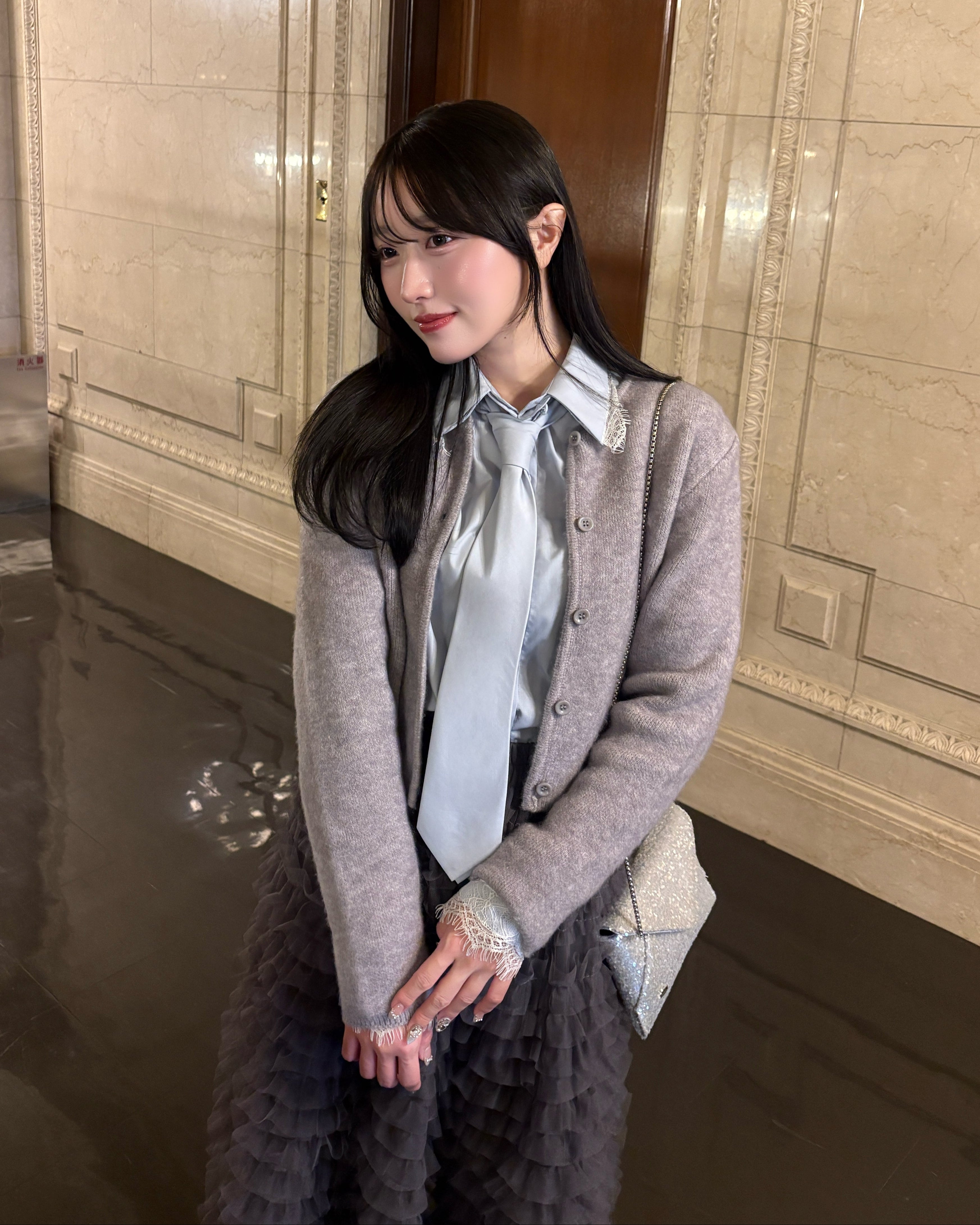 【一部予約】ネクタイセットレースドッキングシャツ