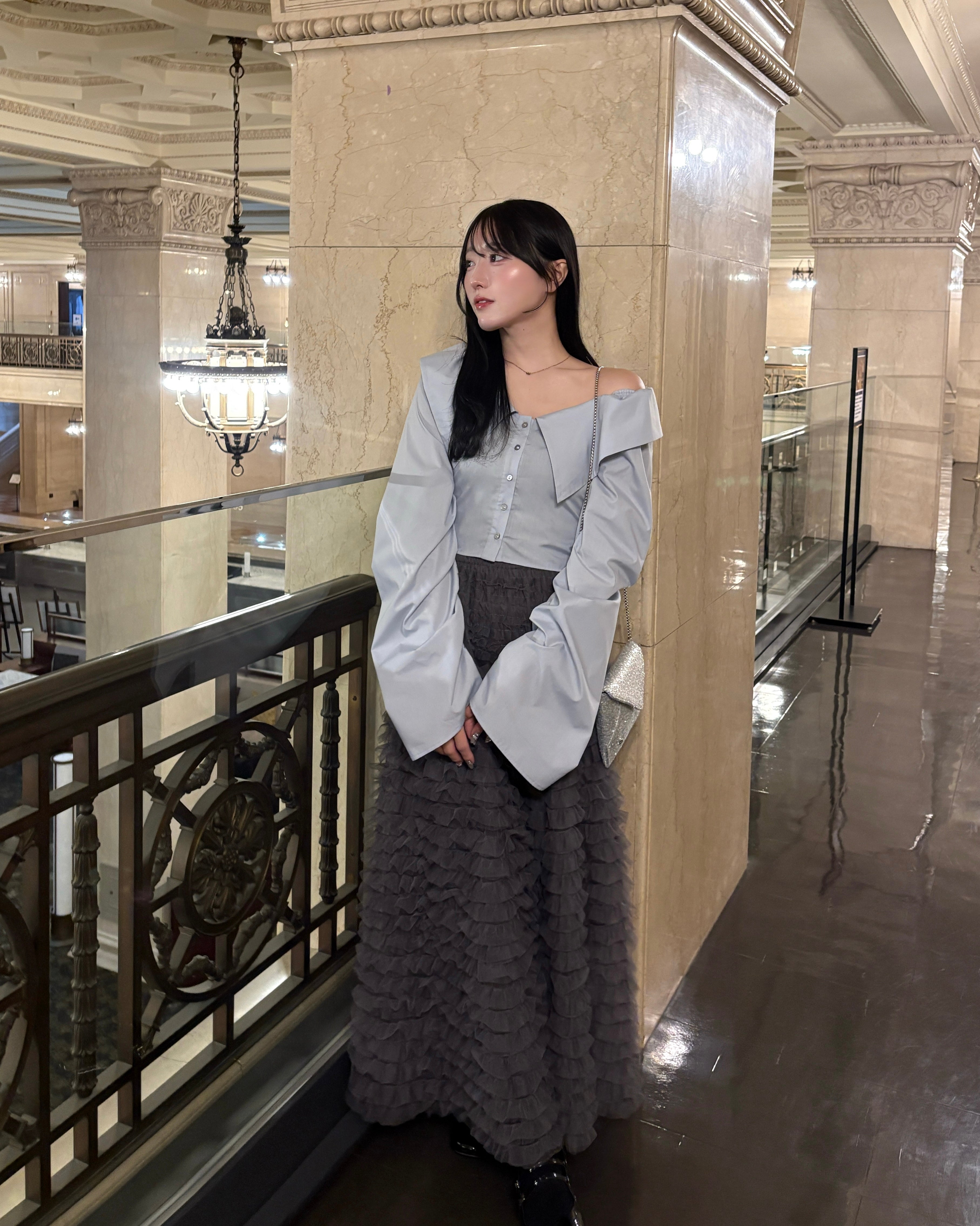 2wayオフショルギャザースリーブブラウス