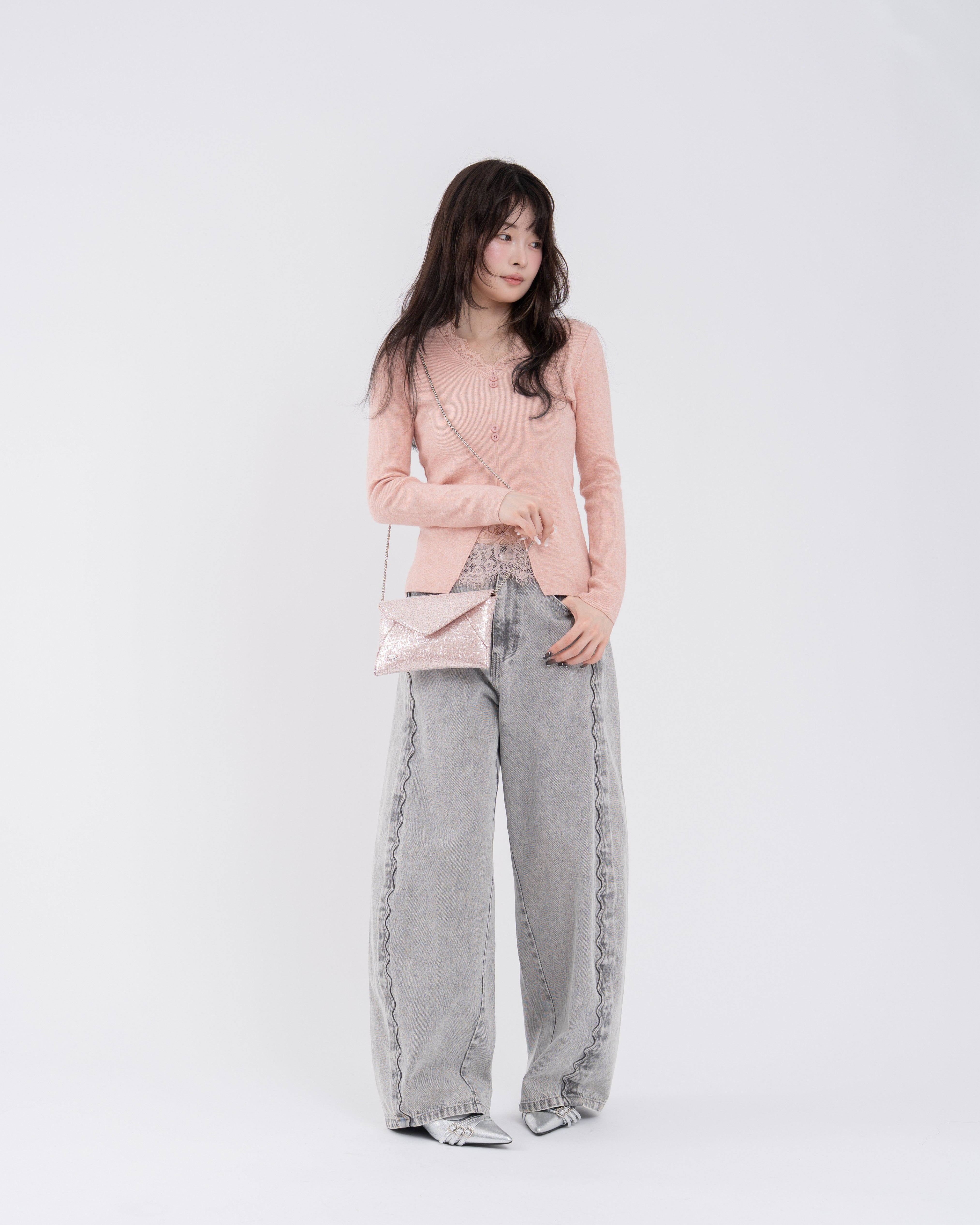 ウェーブラインカーブデニムパンツ