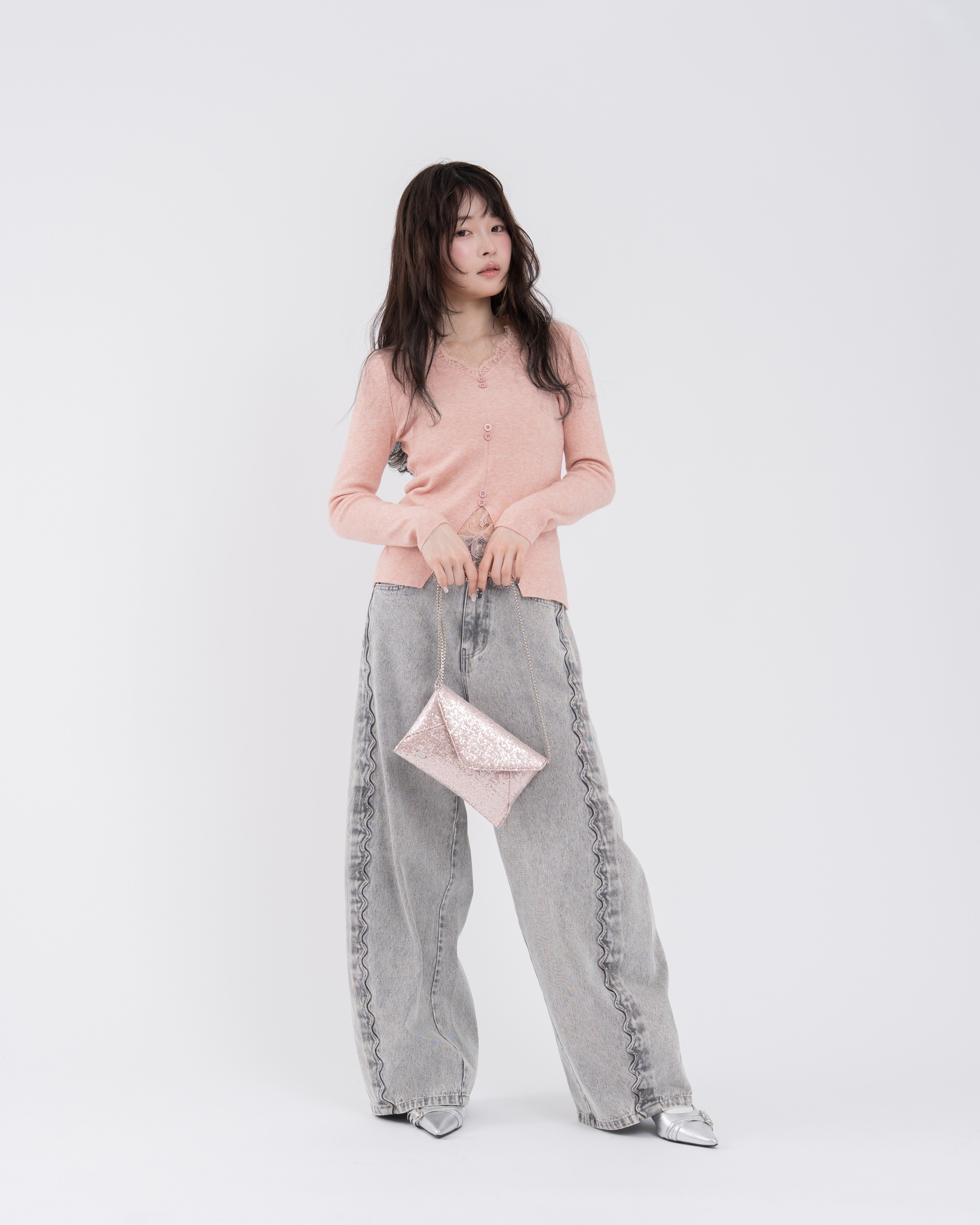 ウェーブラインカーブデニムパンツ