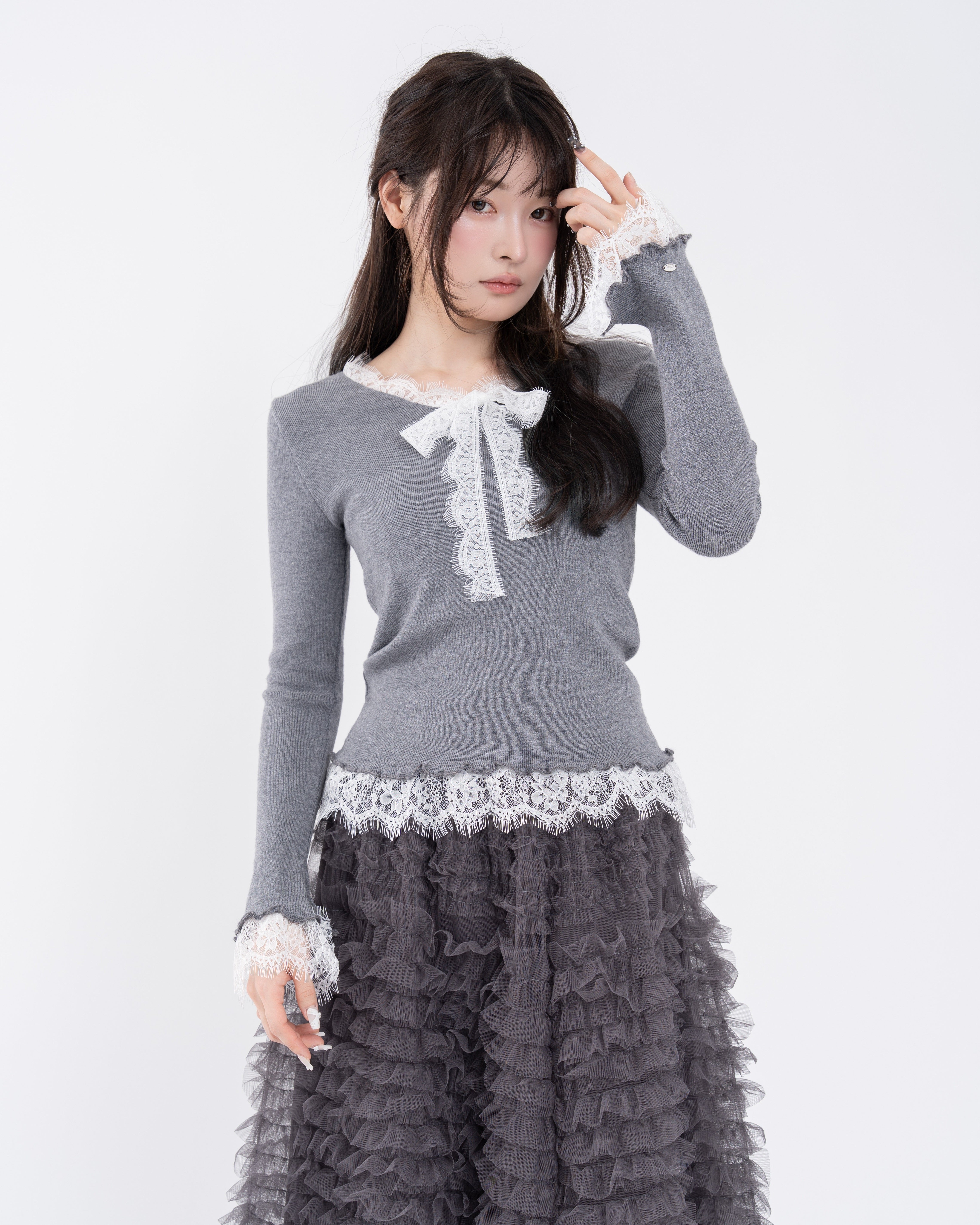 レースタイドッキングニット