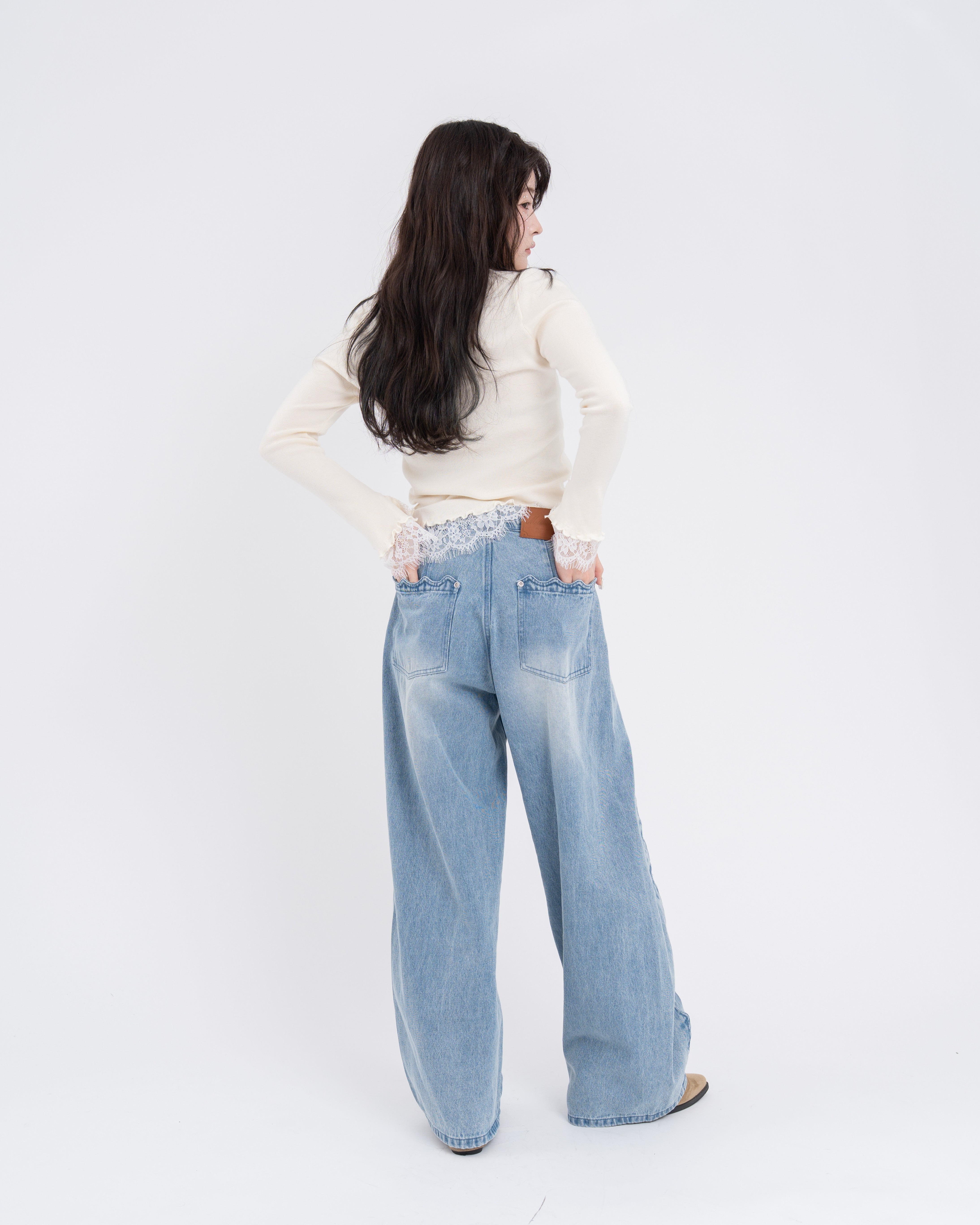 ウェーブラインカーブデニムパンツ