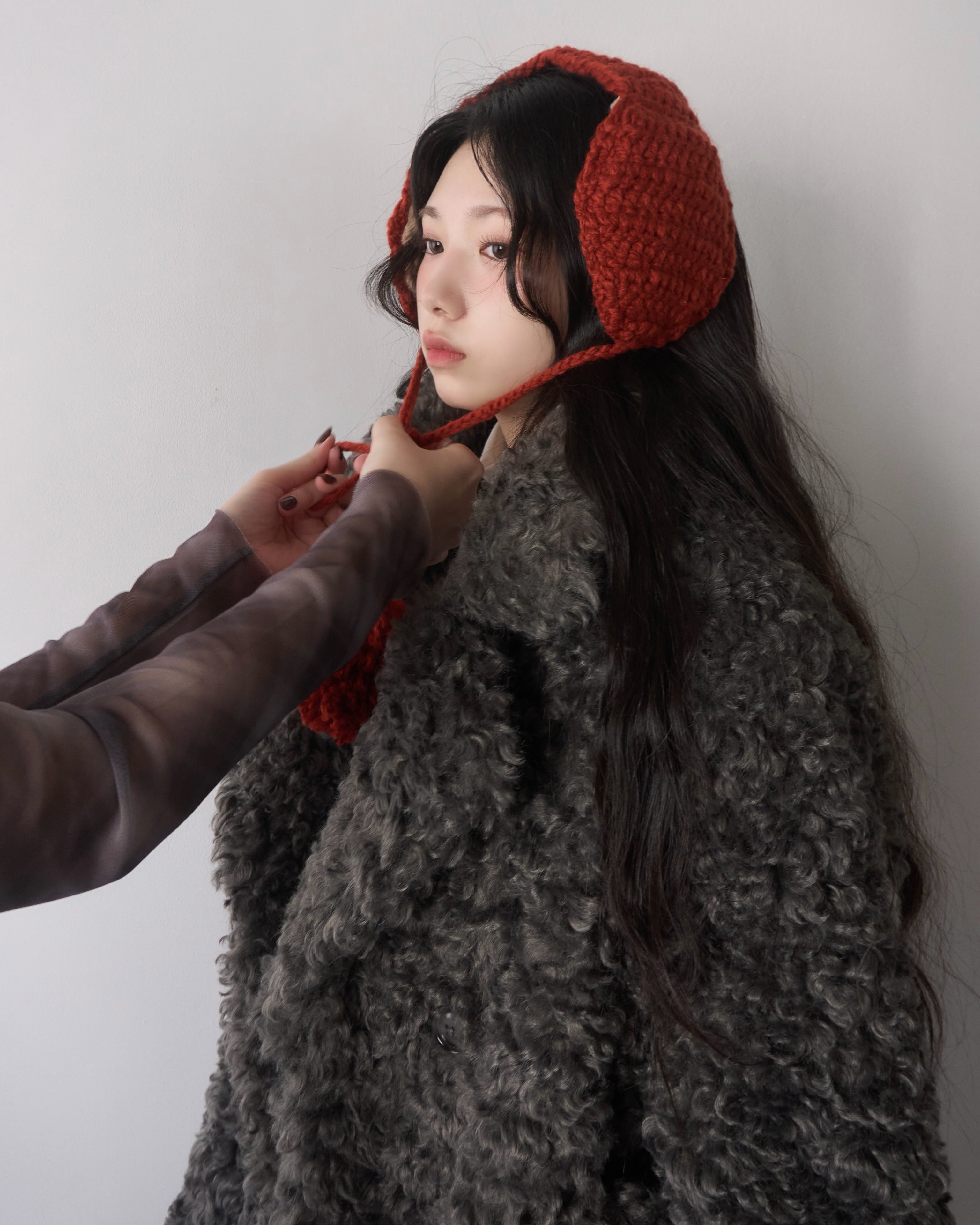 ケーブルニットイヤーマフ