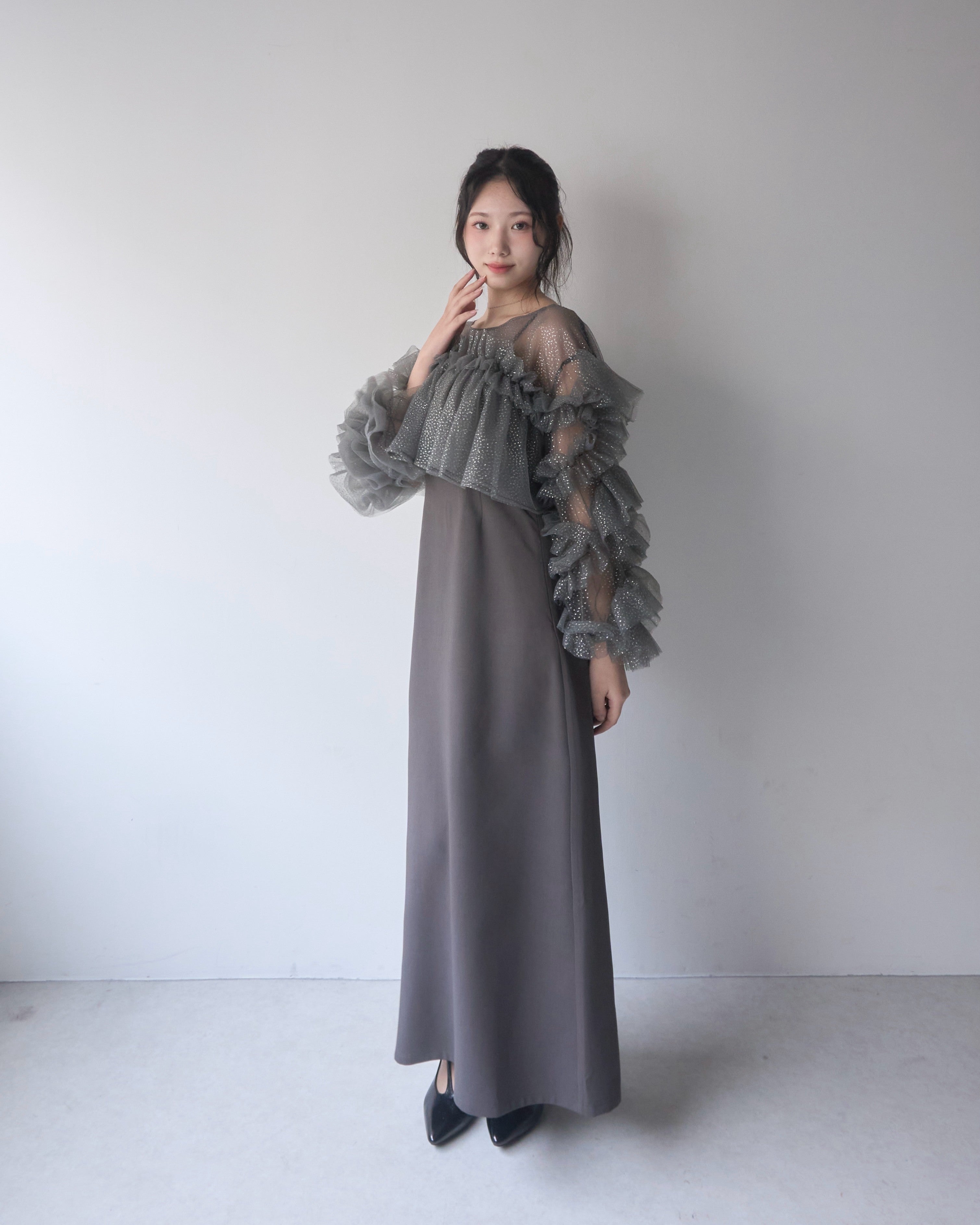 フリルラメチュールオケージョンワンピース