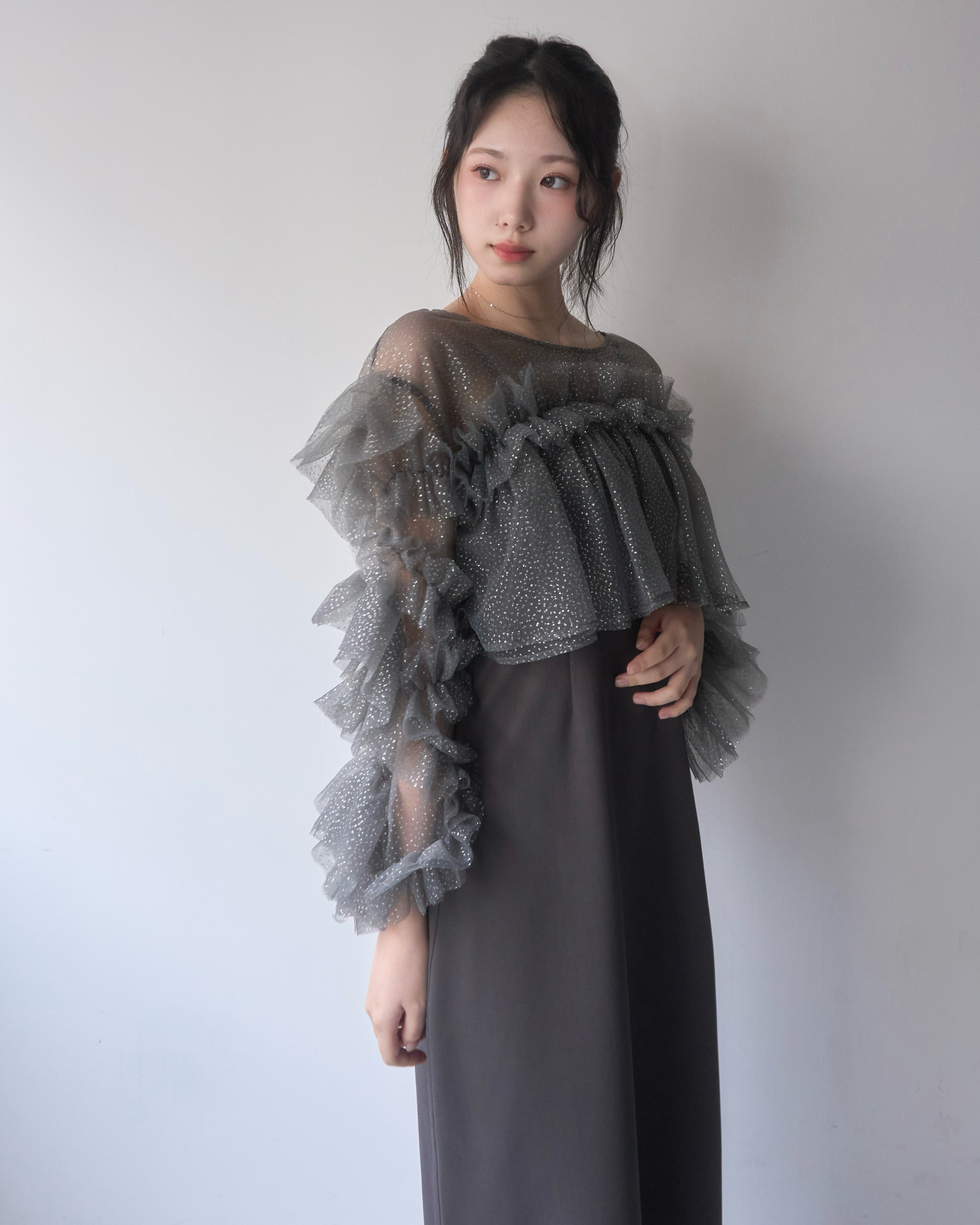 フリルラメチュールオケージョンワンピース