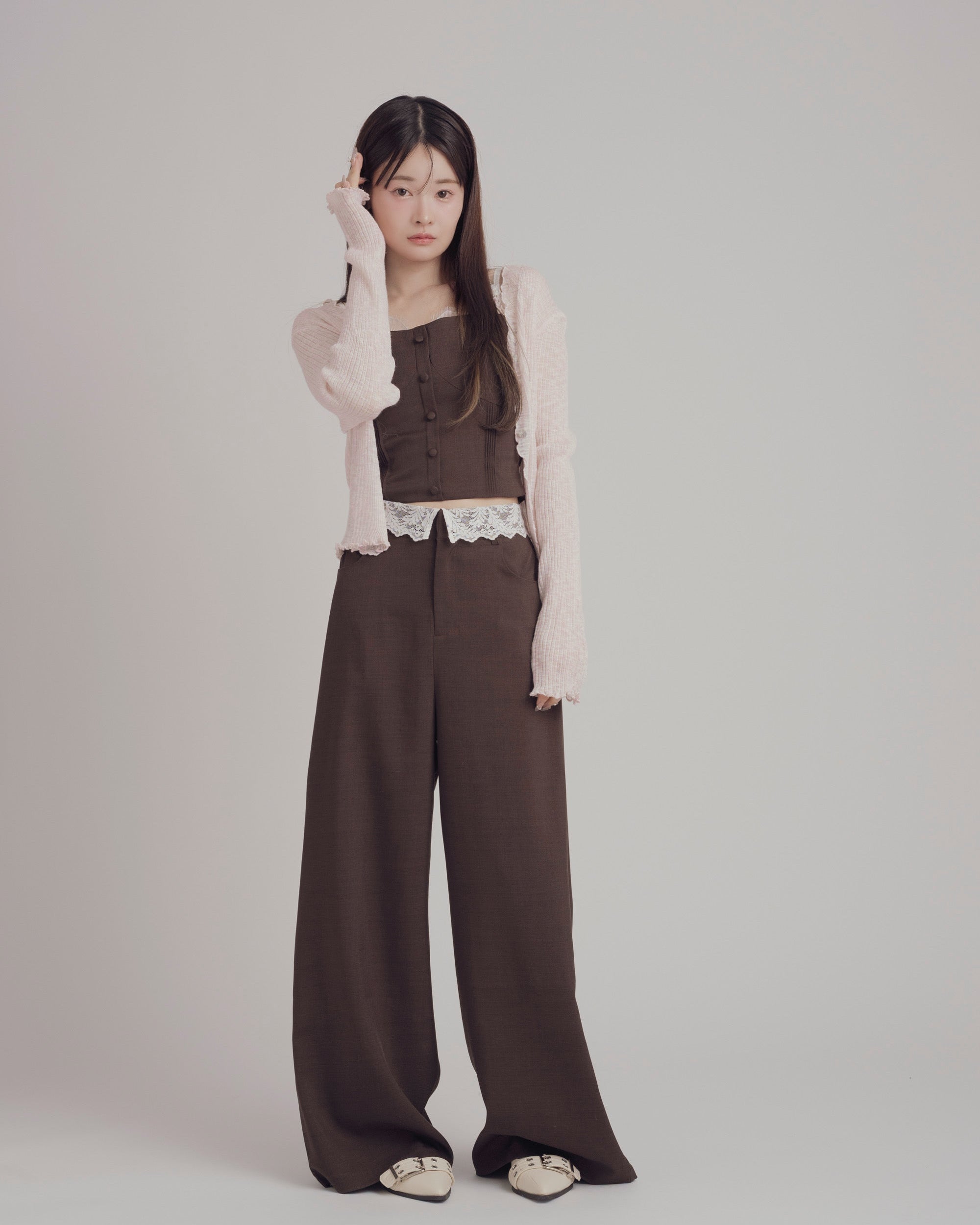 【予約】レースレイヤードキャミソールパンツセットアップ