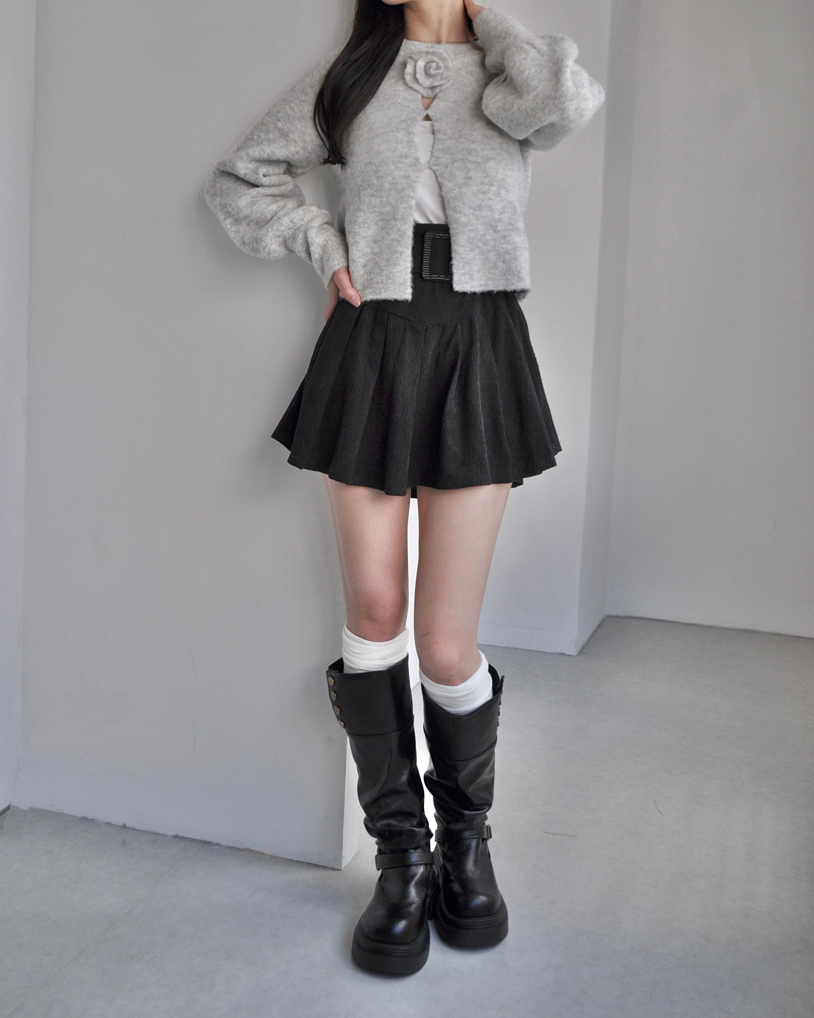 コーデュロイベルトセットプリーツスカート