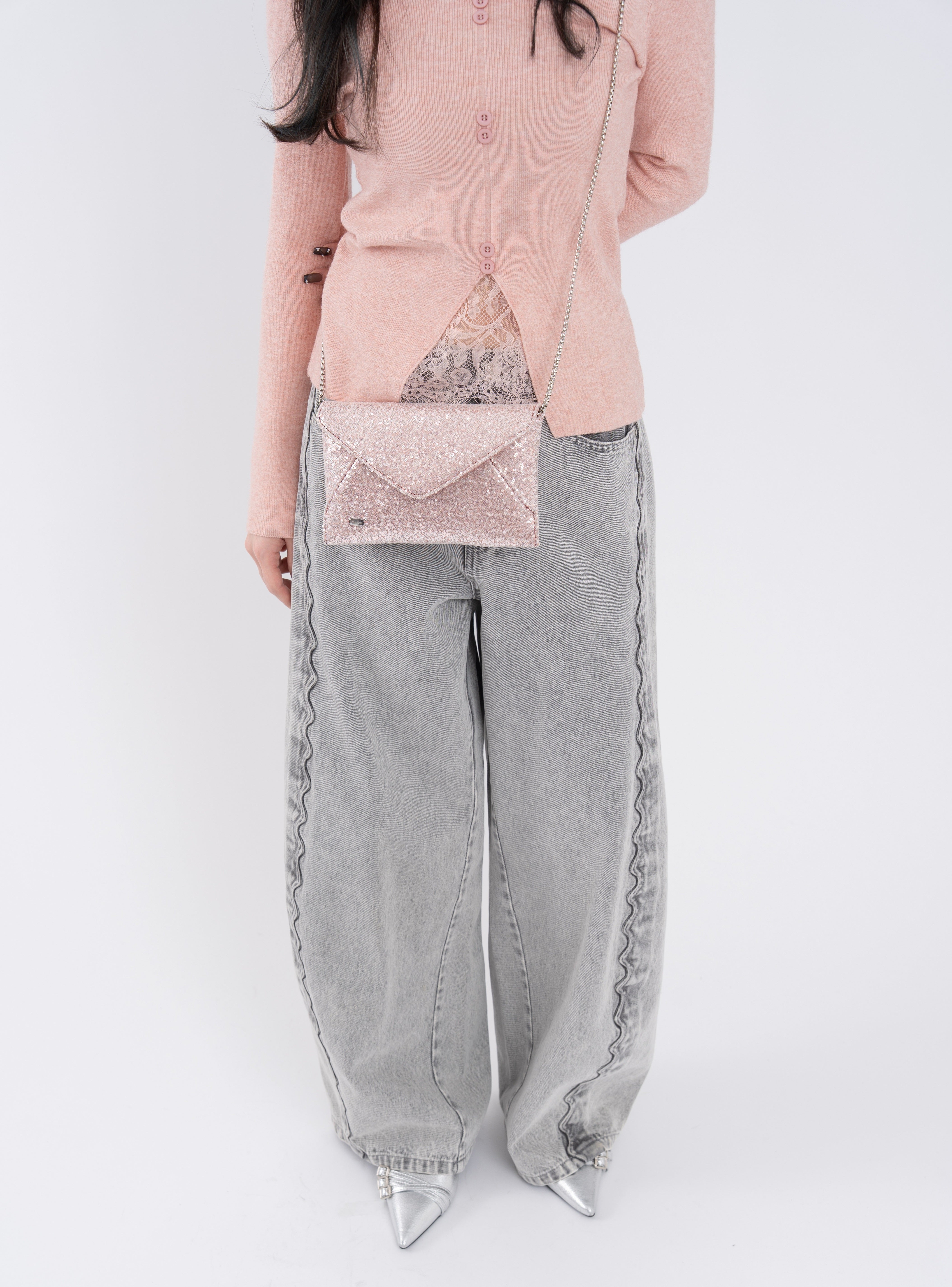 2wayスパンコールレターミニバッグ