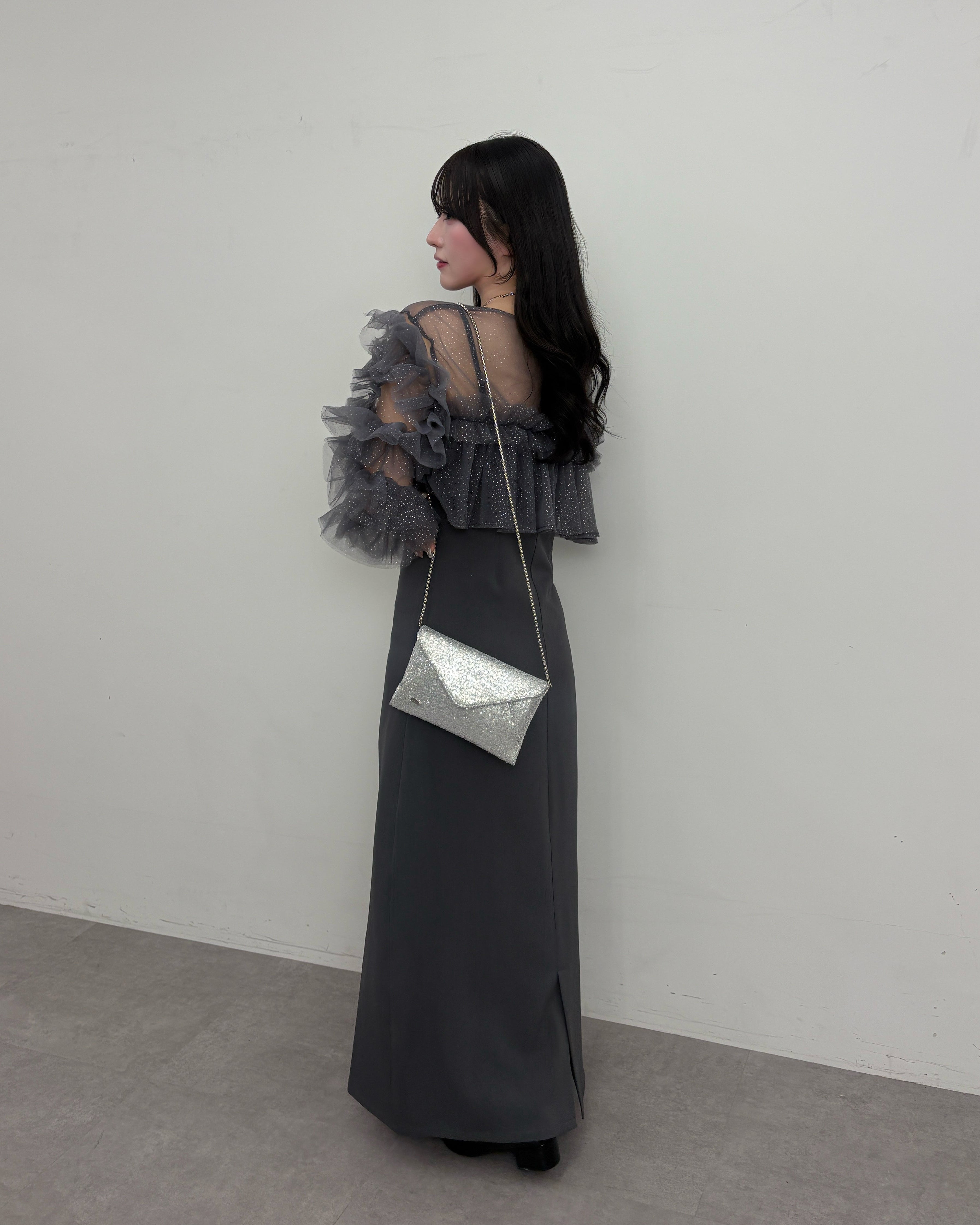 【予約】フリルラメチュールオケージョンワンピース