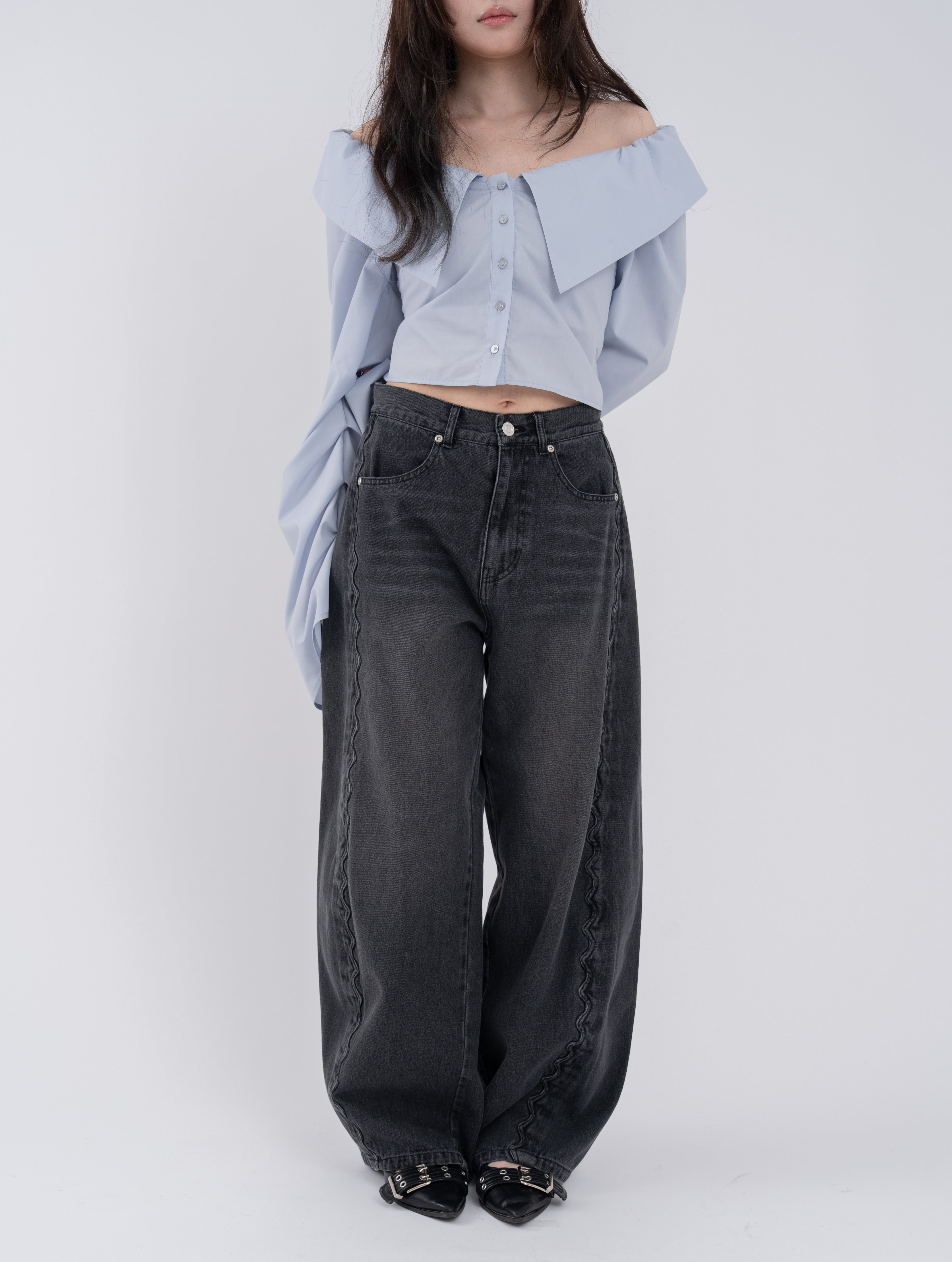 2wayオフショルギャザースリーブブラウス