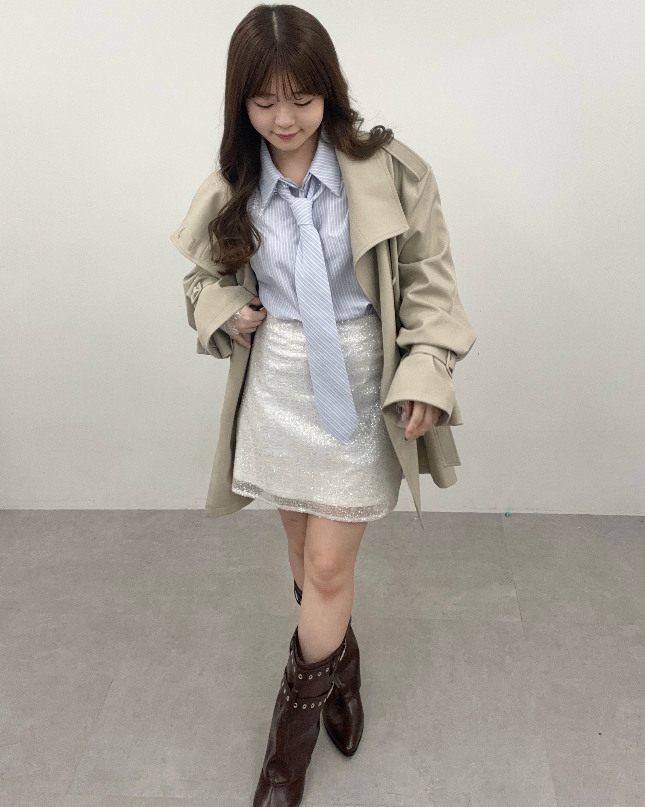 2wayスタンドカラーショートトレンチコート