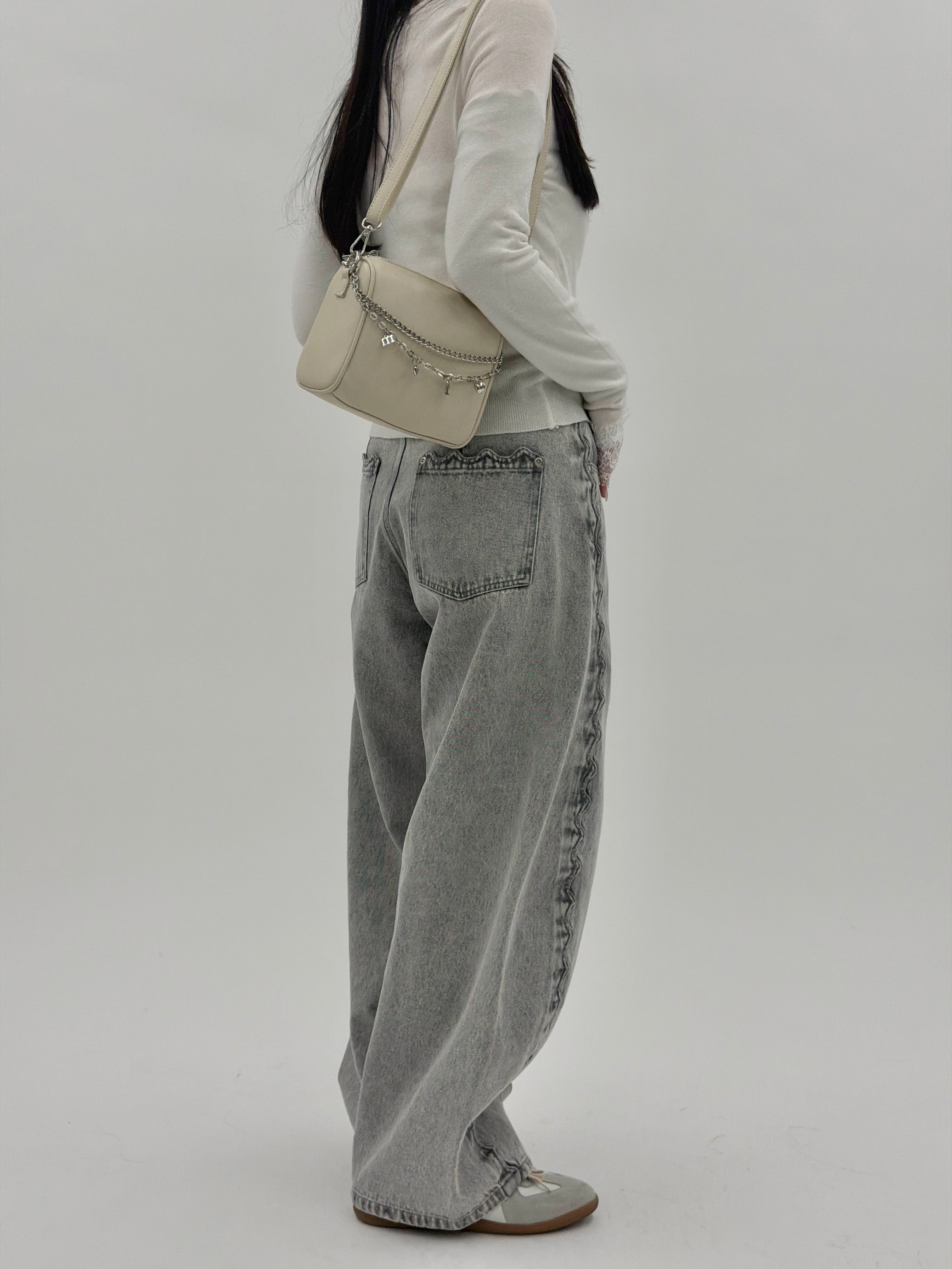 ウェーブラインカーブデニムパンツ