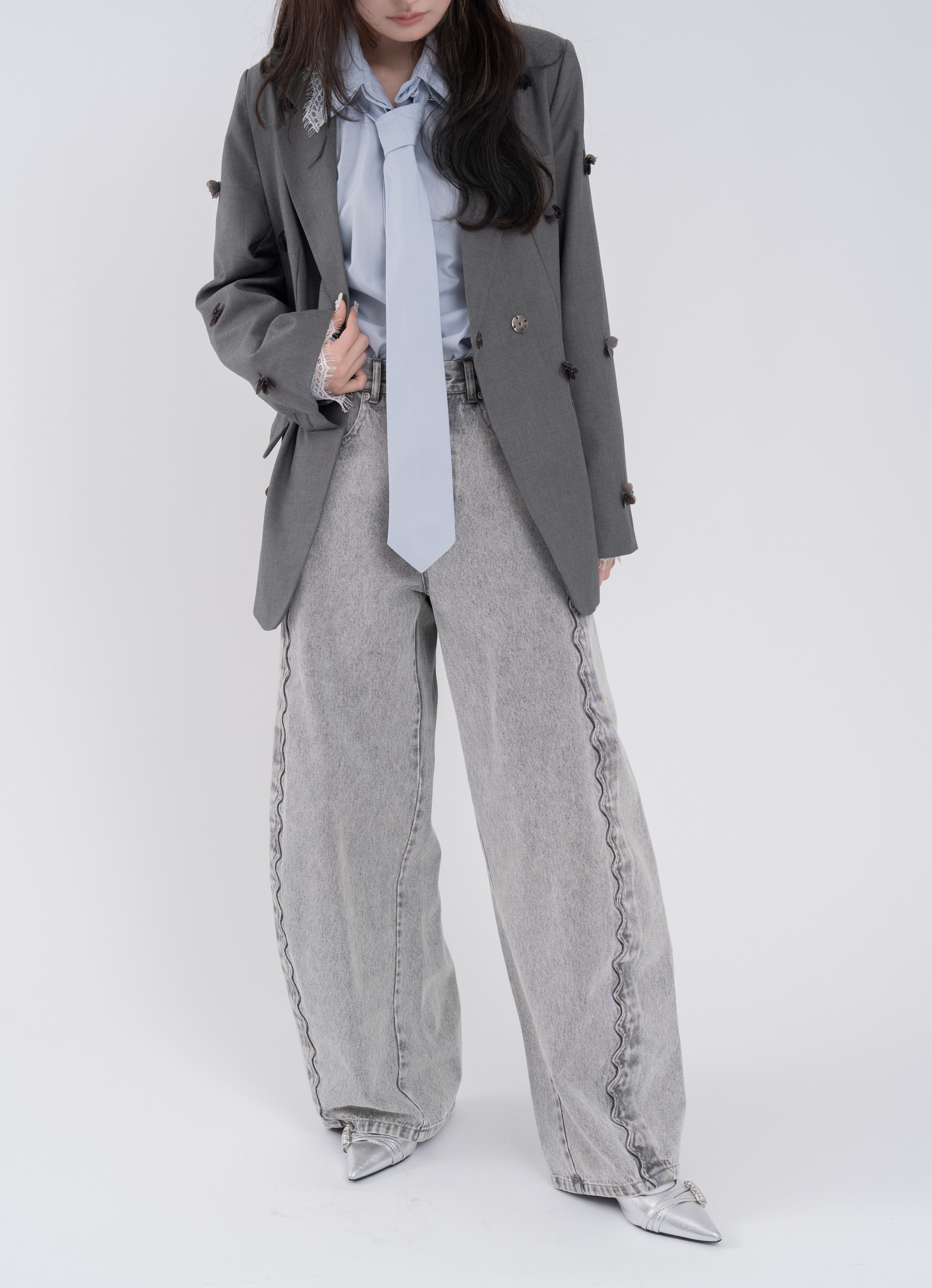 フラワービジューテーラードジャケット