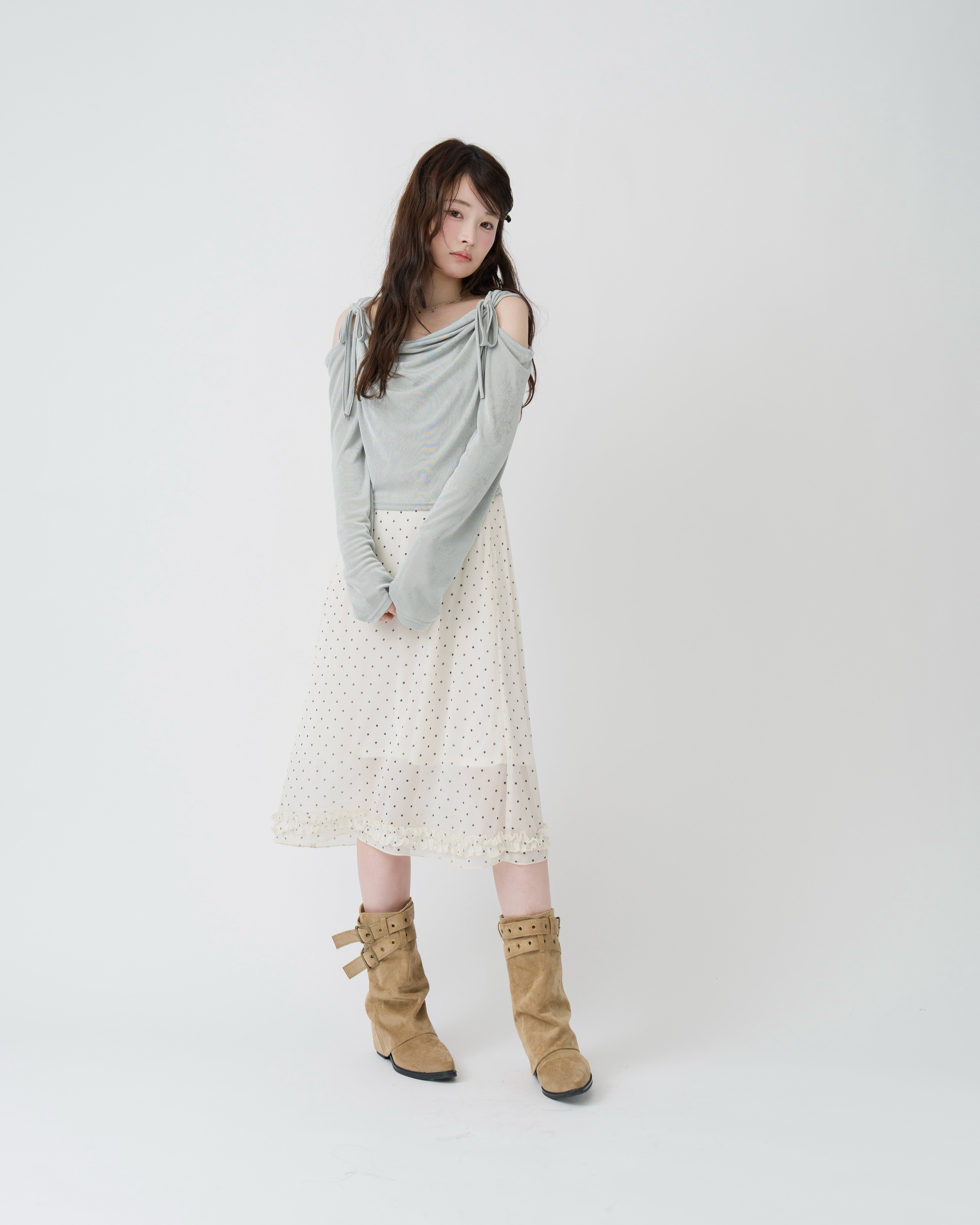 【一部予約】チェック＆ドットシアーフリルスカート