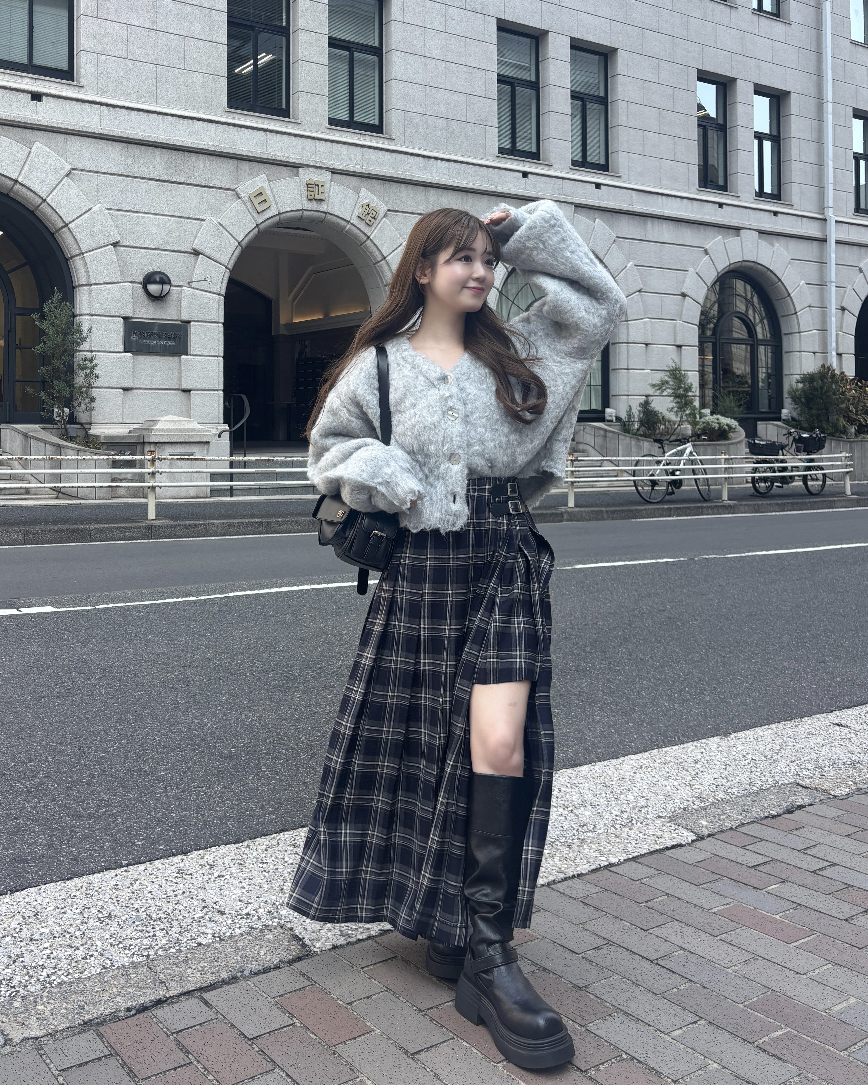 チェックパンツプリーツスカート