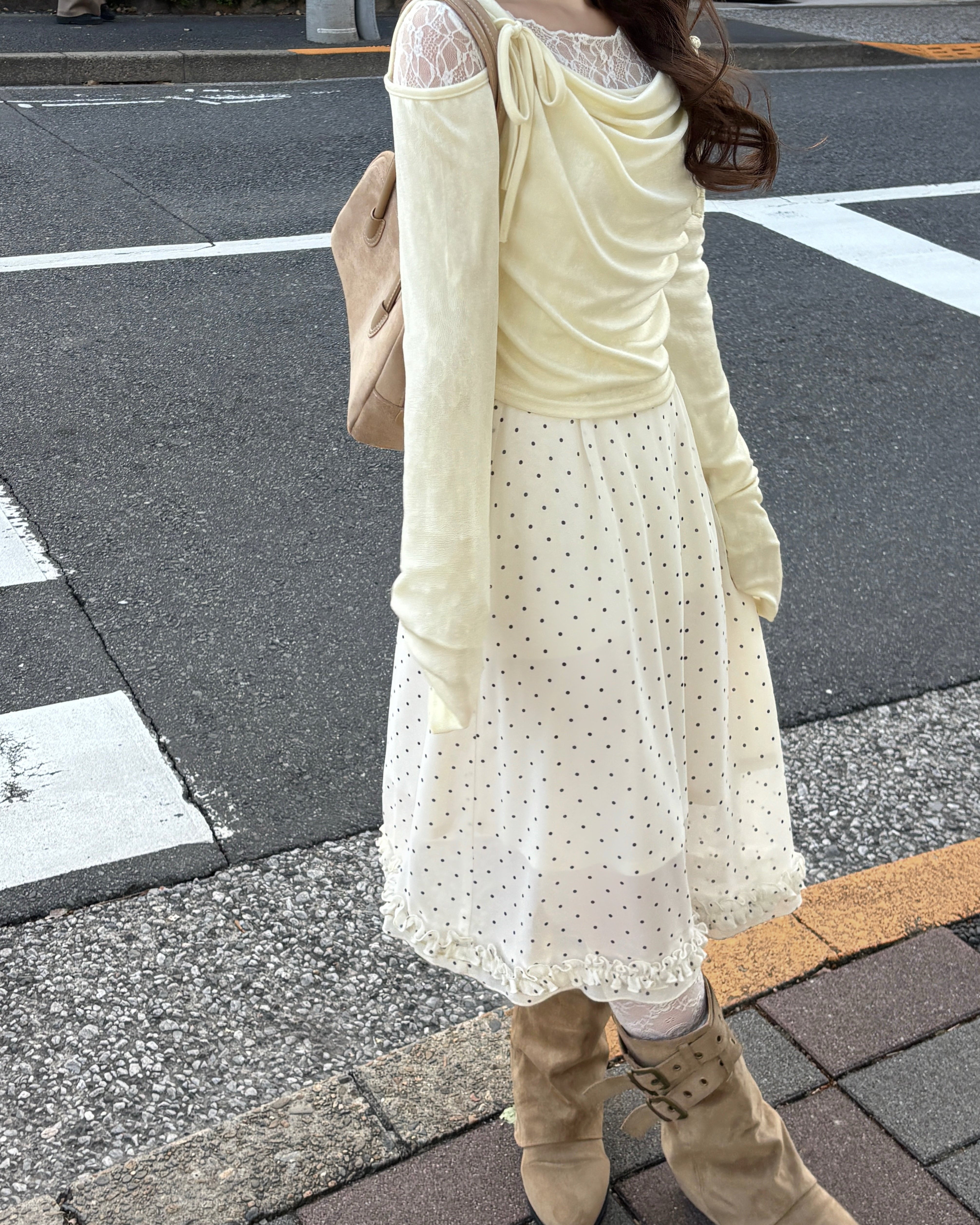 【一部予約】チェック＆ドットシアーフリルスカート