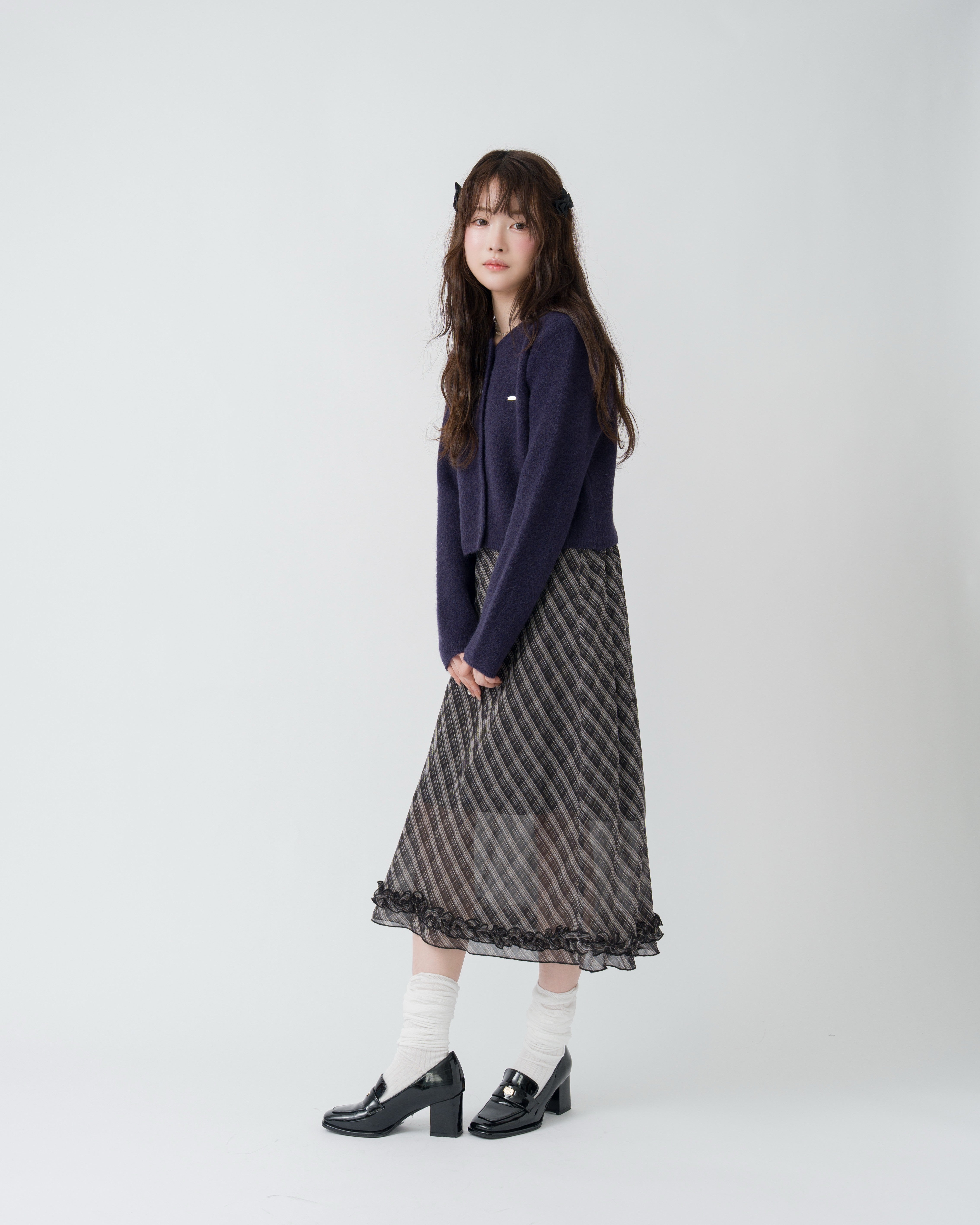 【一部予約】チェック＆ドットシアーフリルスカート