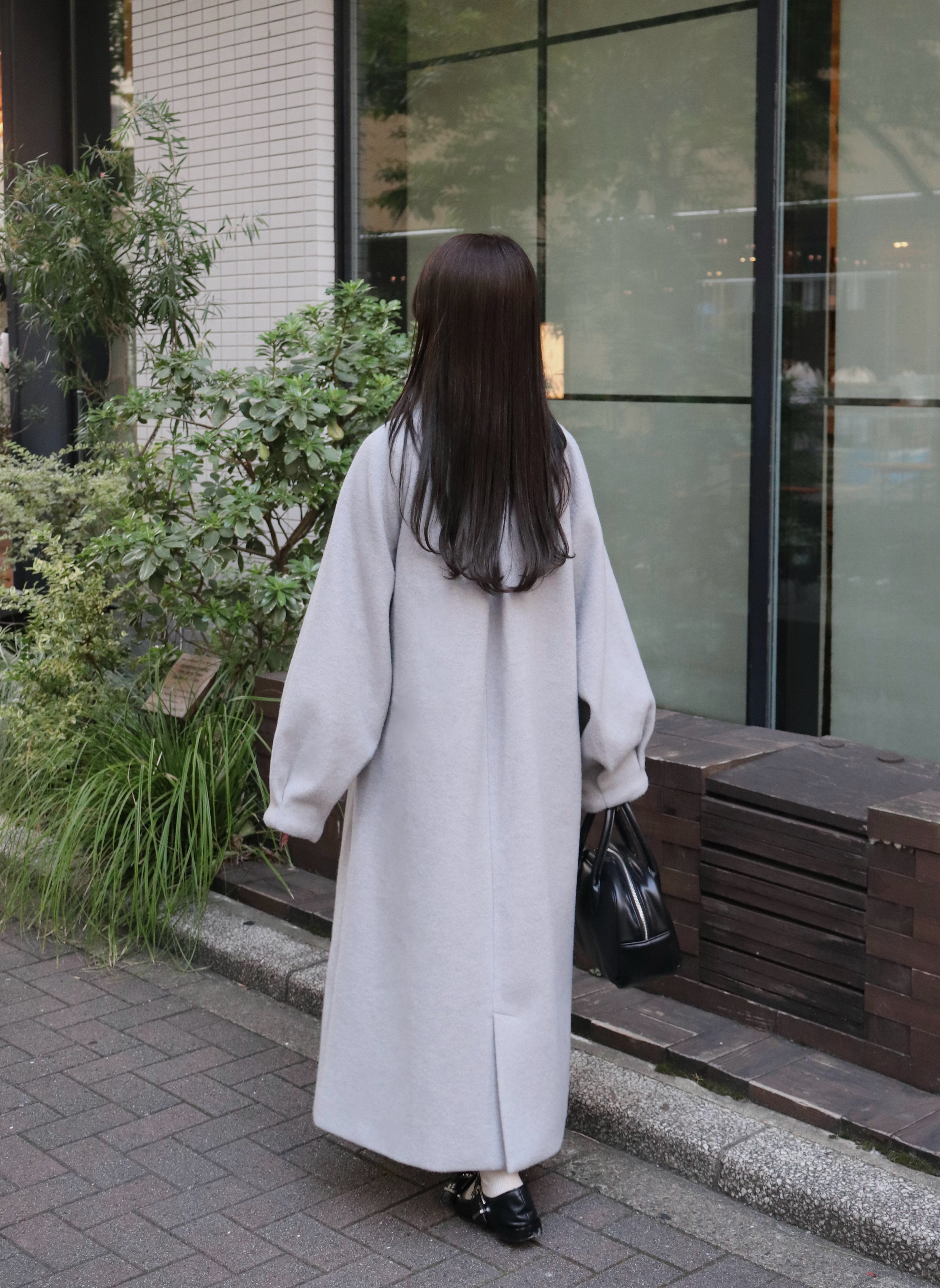 2wayスタンドカラーサイドベルトロングコート｜MELLOWNEON