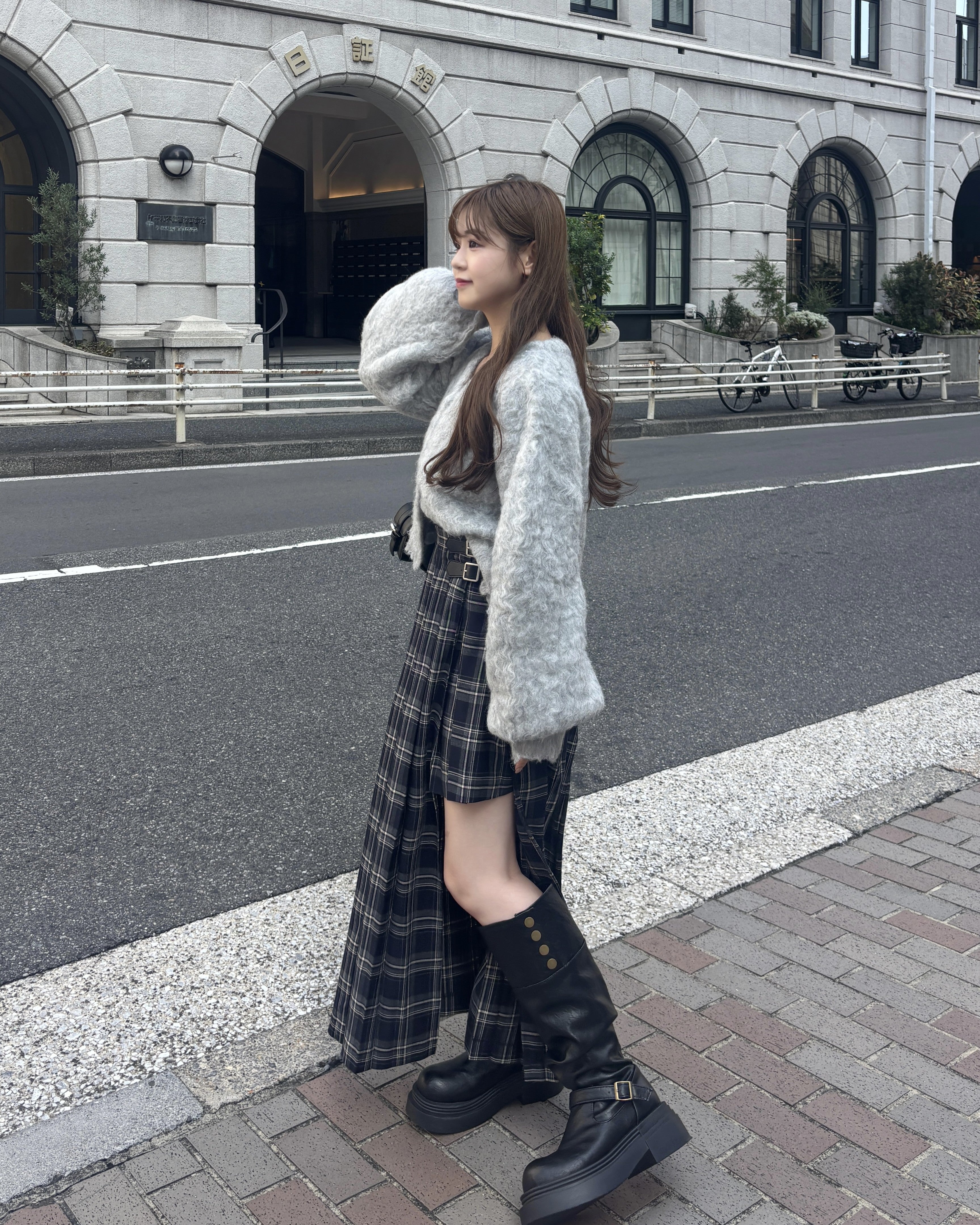 チェックパンツプリーツスカート